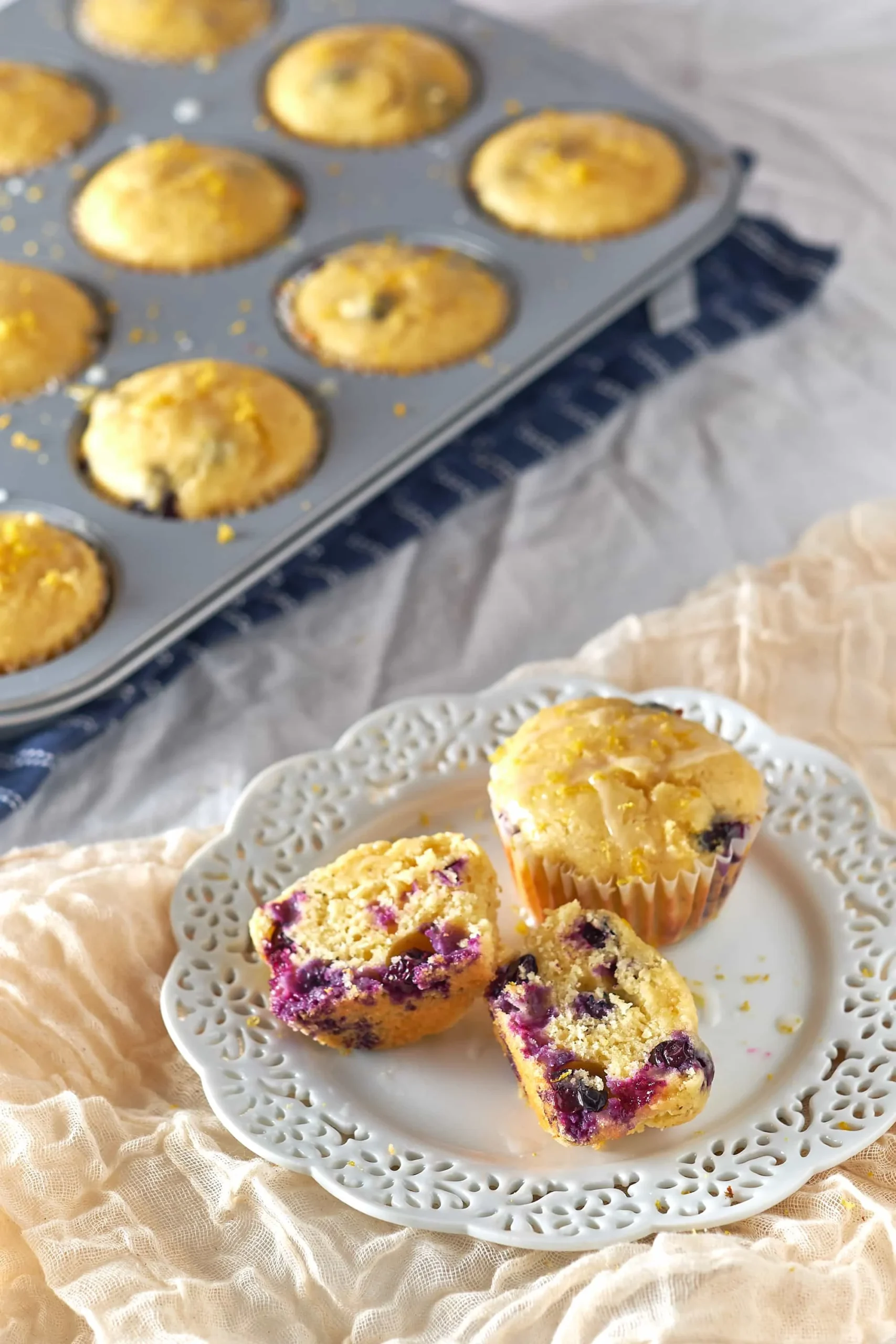 Lemon Blueberry Cornbread Muffins