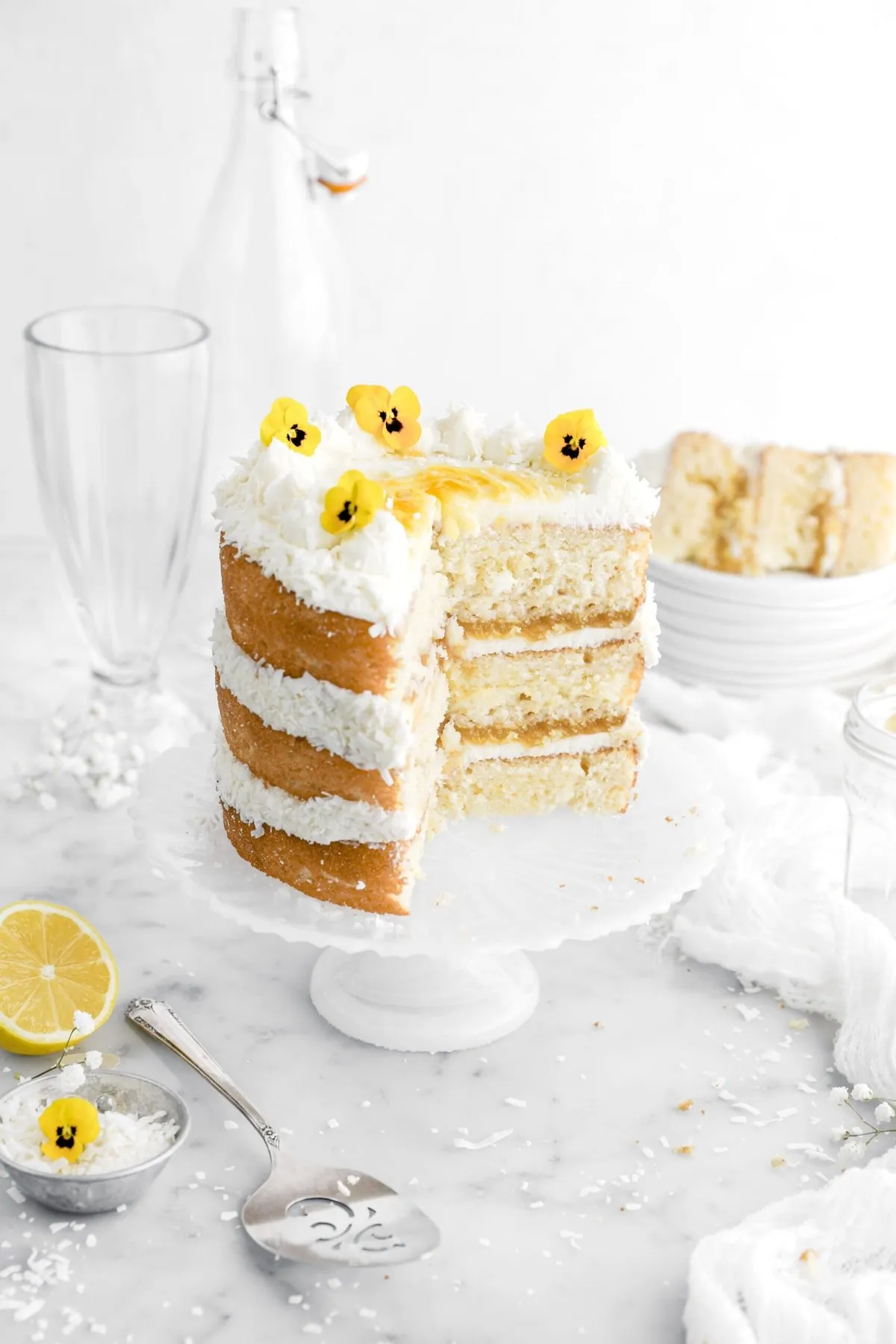Lemon Coconut Naked Cake with Lemon Curd