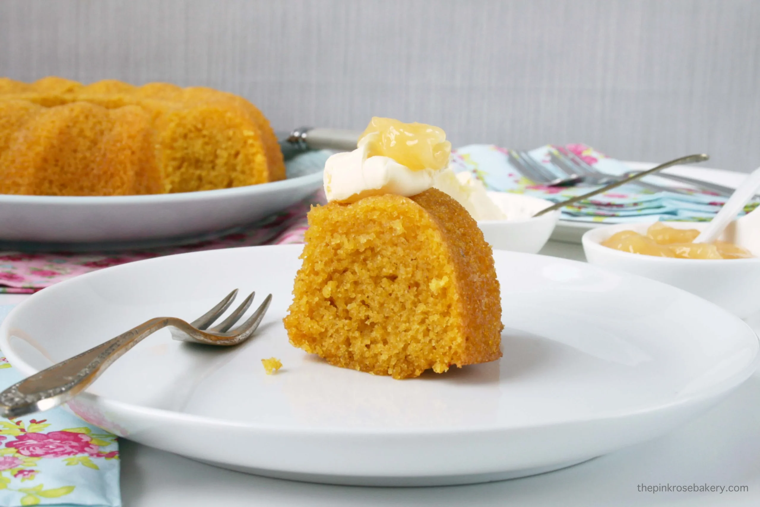 Lemon Cream Cake with Saffron Glaze