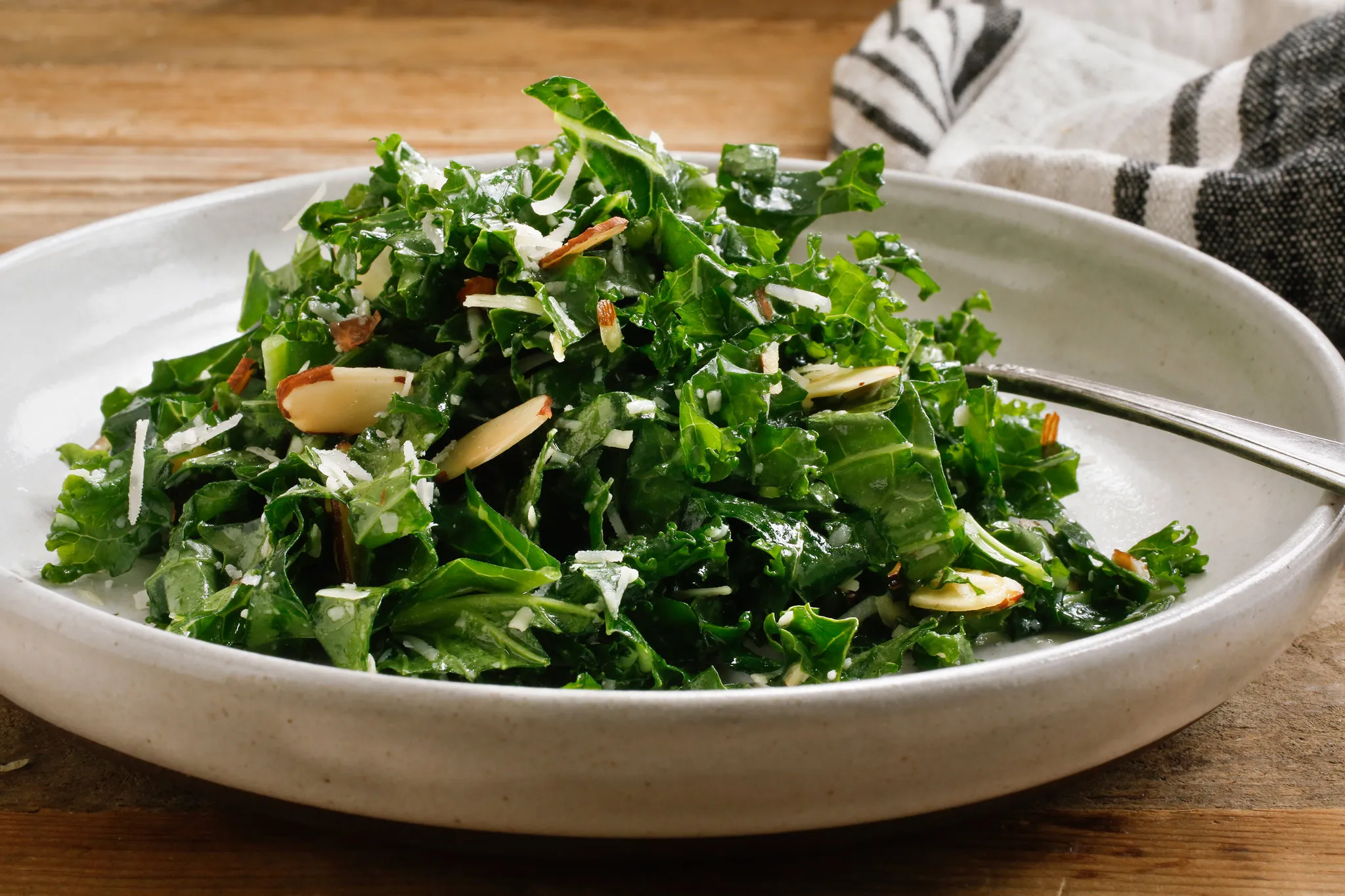 Lemon Garlic Kale Salad with Almonds