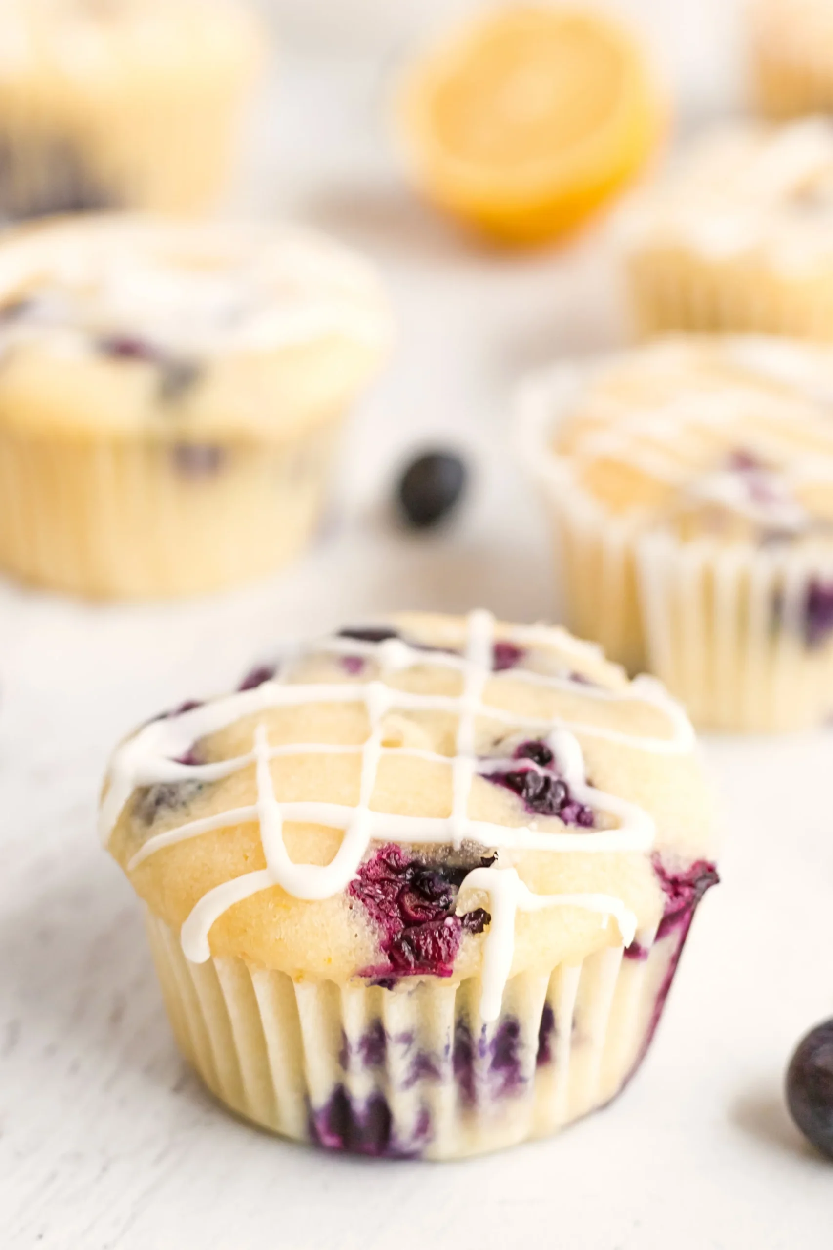 Lemon Glazed Blueberry Muffins