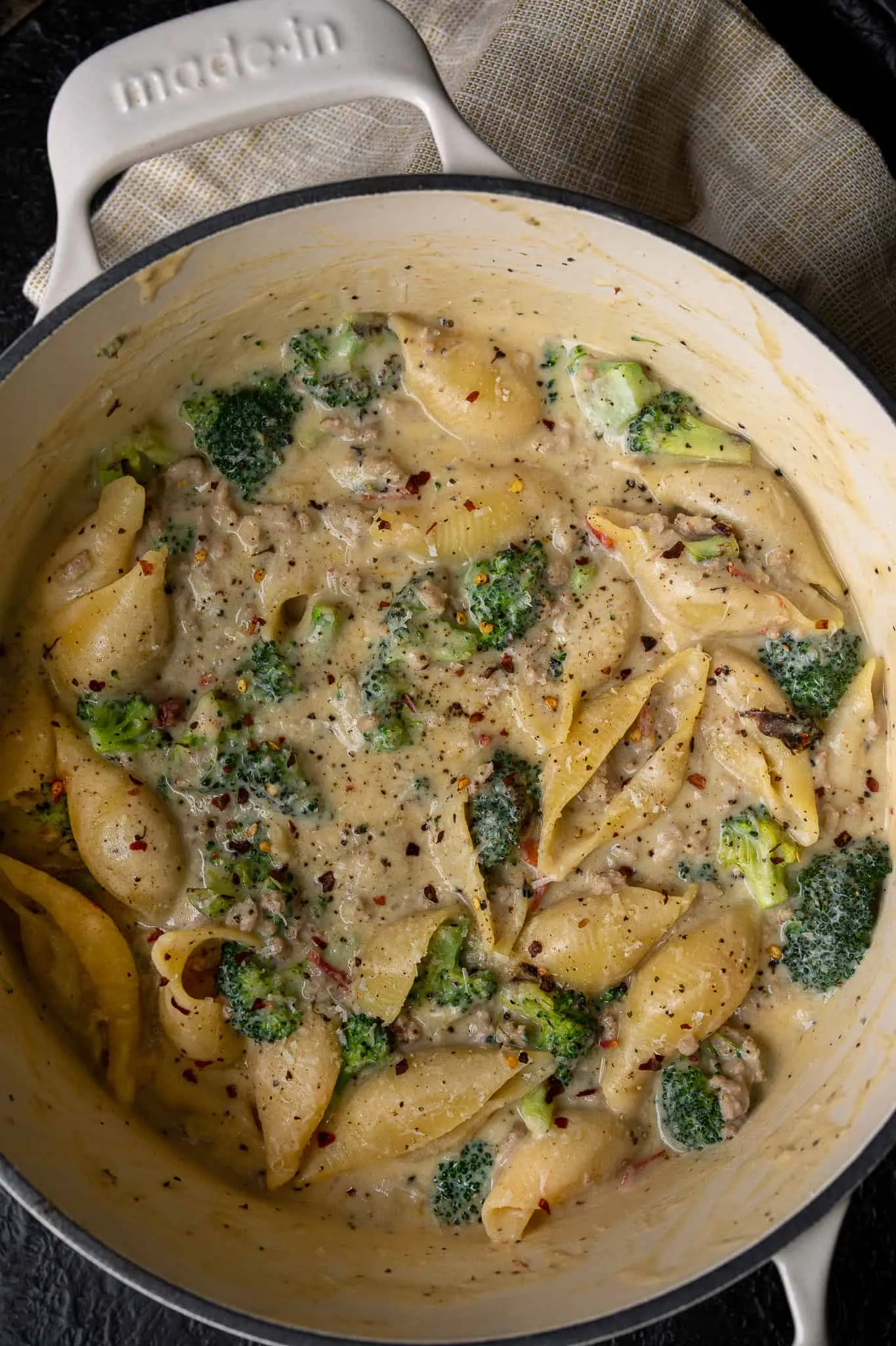 Lemon Ricotta Ground Turkey Pasta with Broccoli