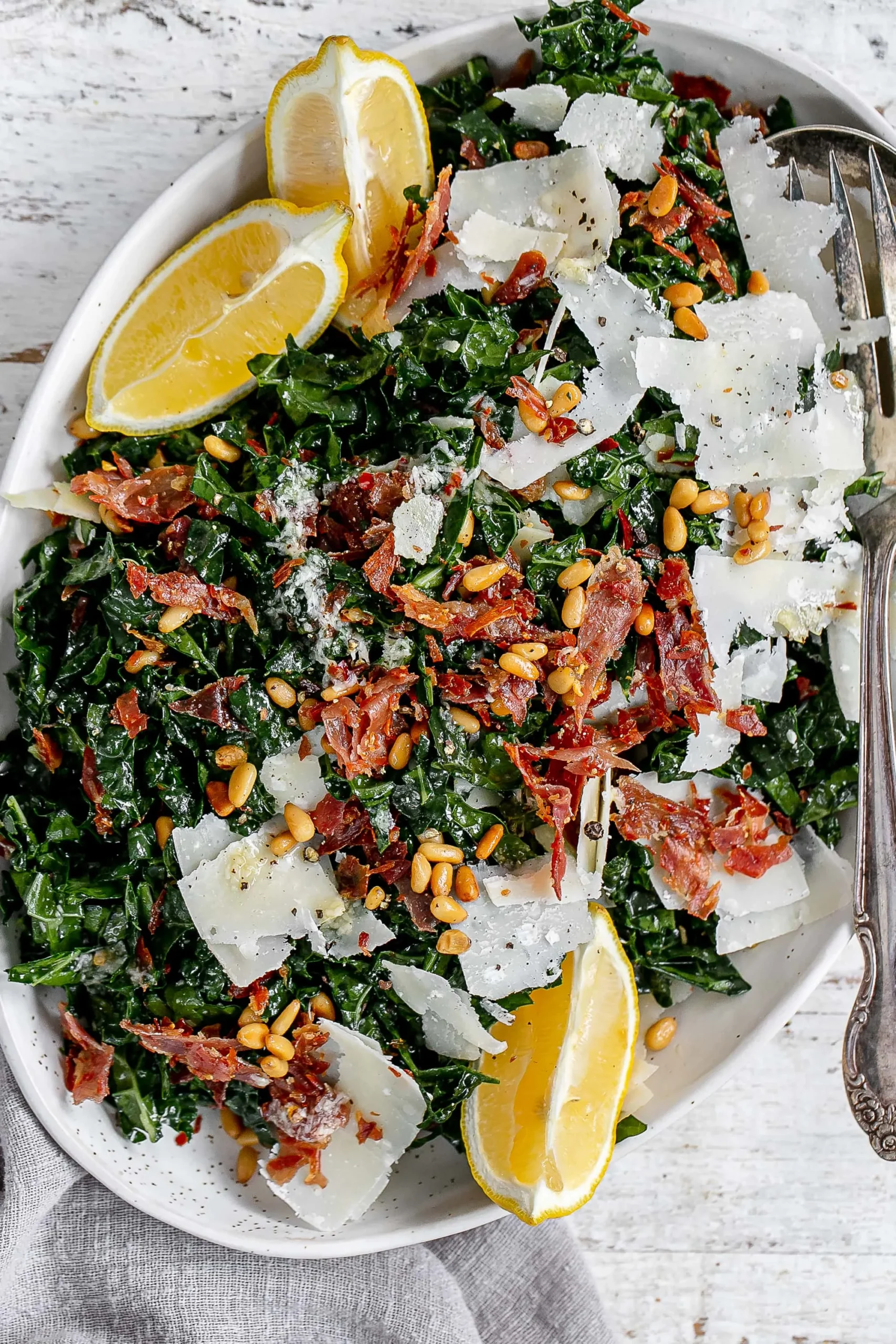 Lemony Kale Salad Parmesan Crisps