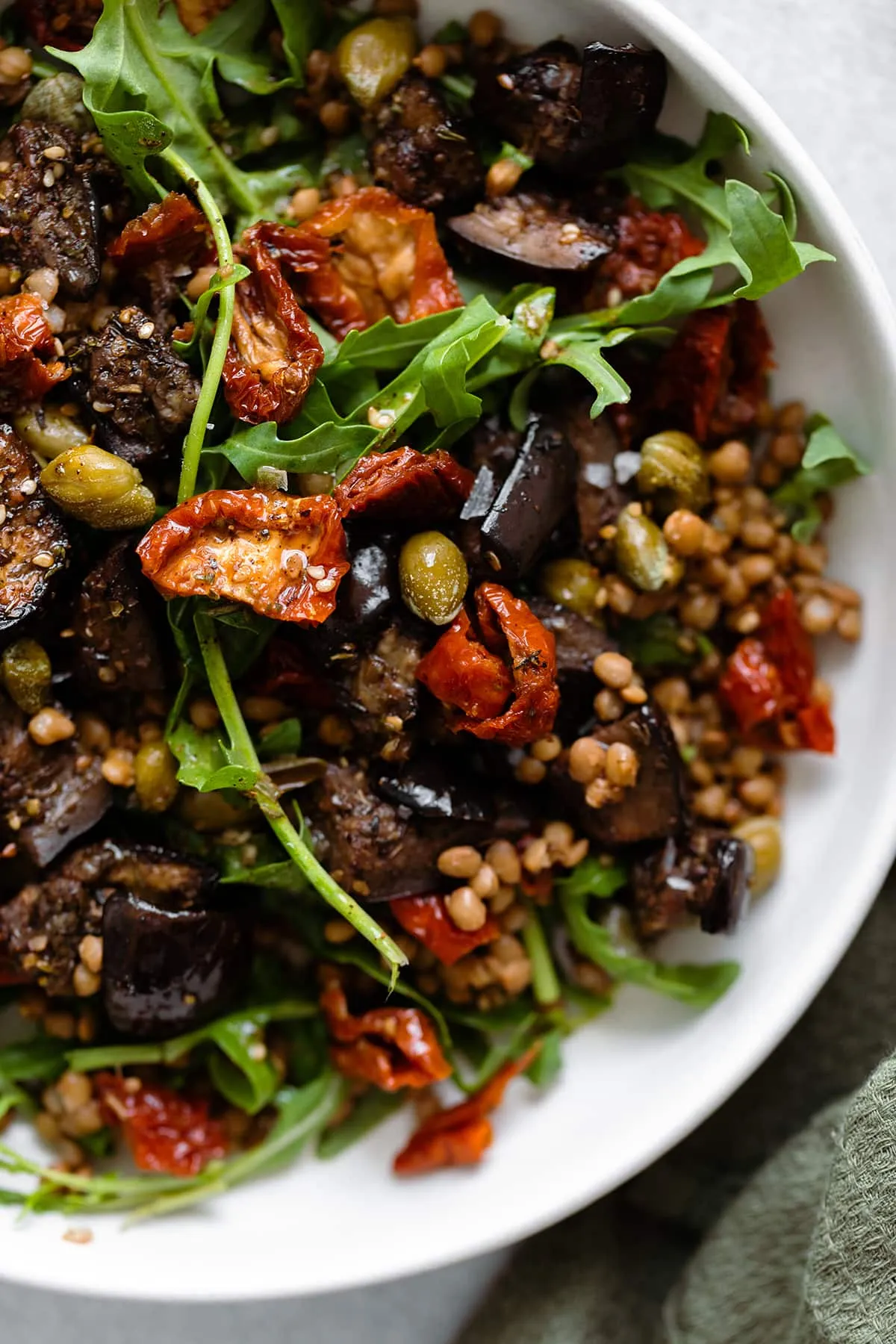 Lentil Roasted Eggplant Salad
