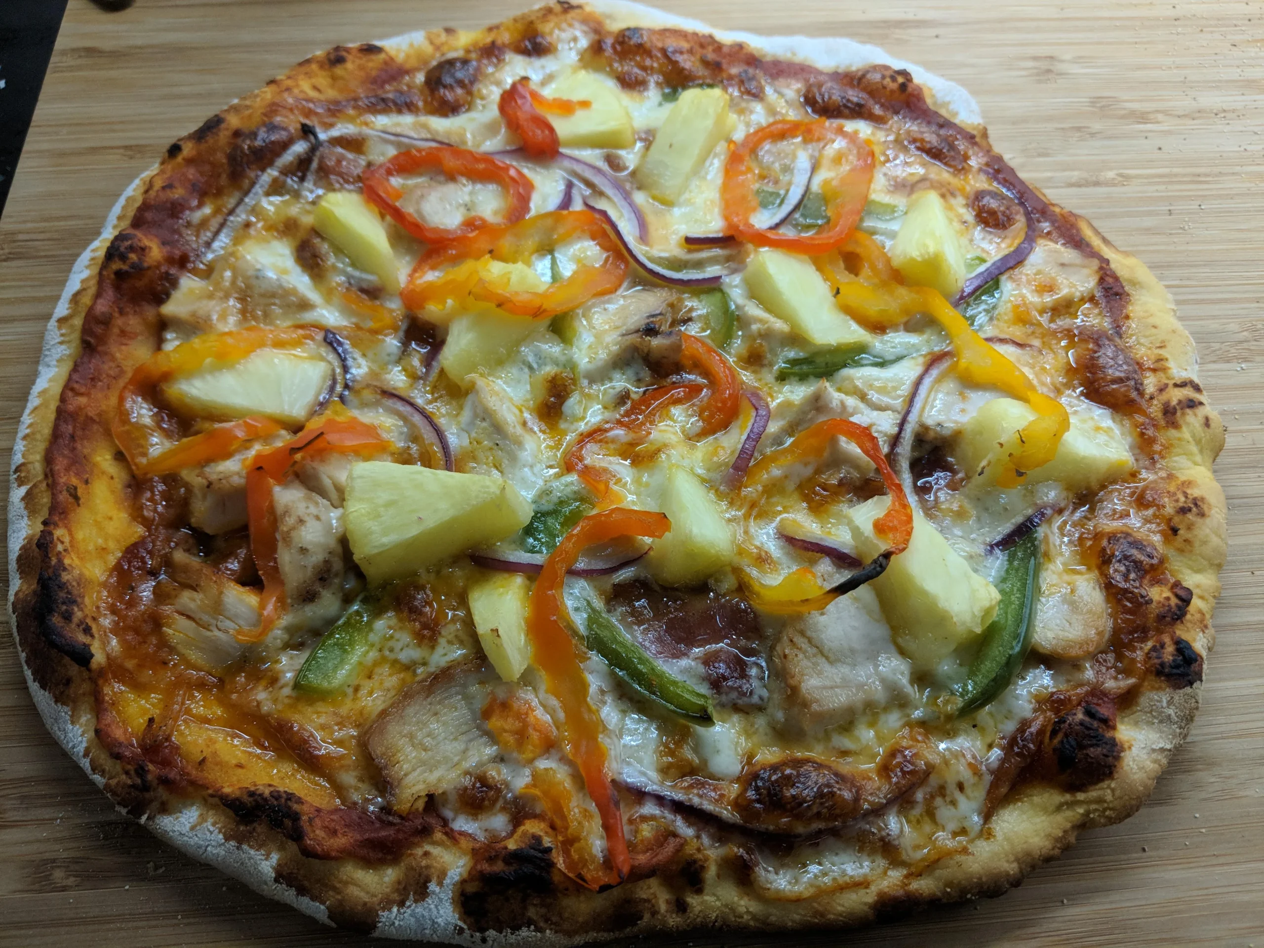 Light Pineapple Chicken Bacon Pizza