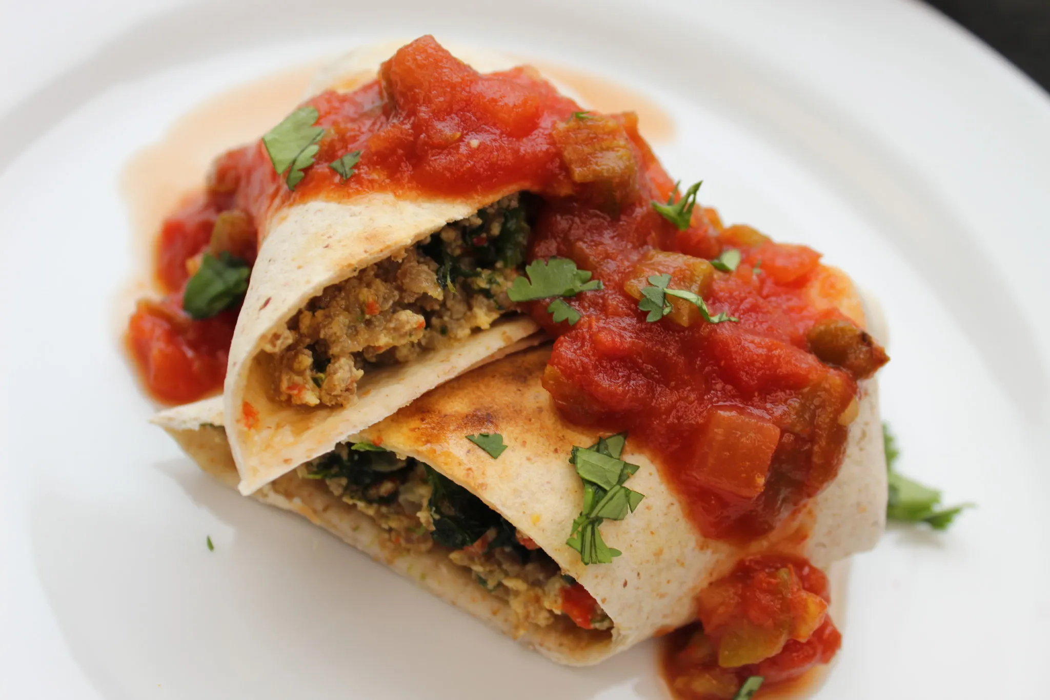 Light Spicy Turkey Sausage Breakfast Burritos