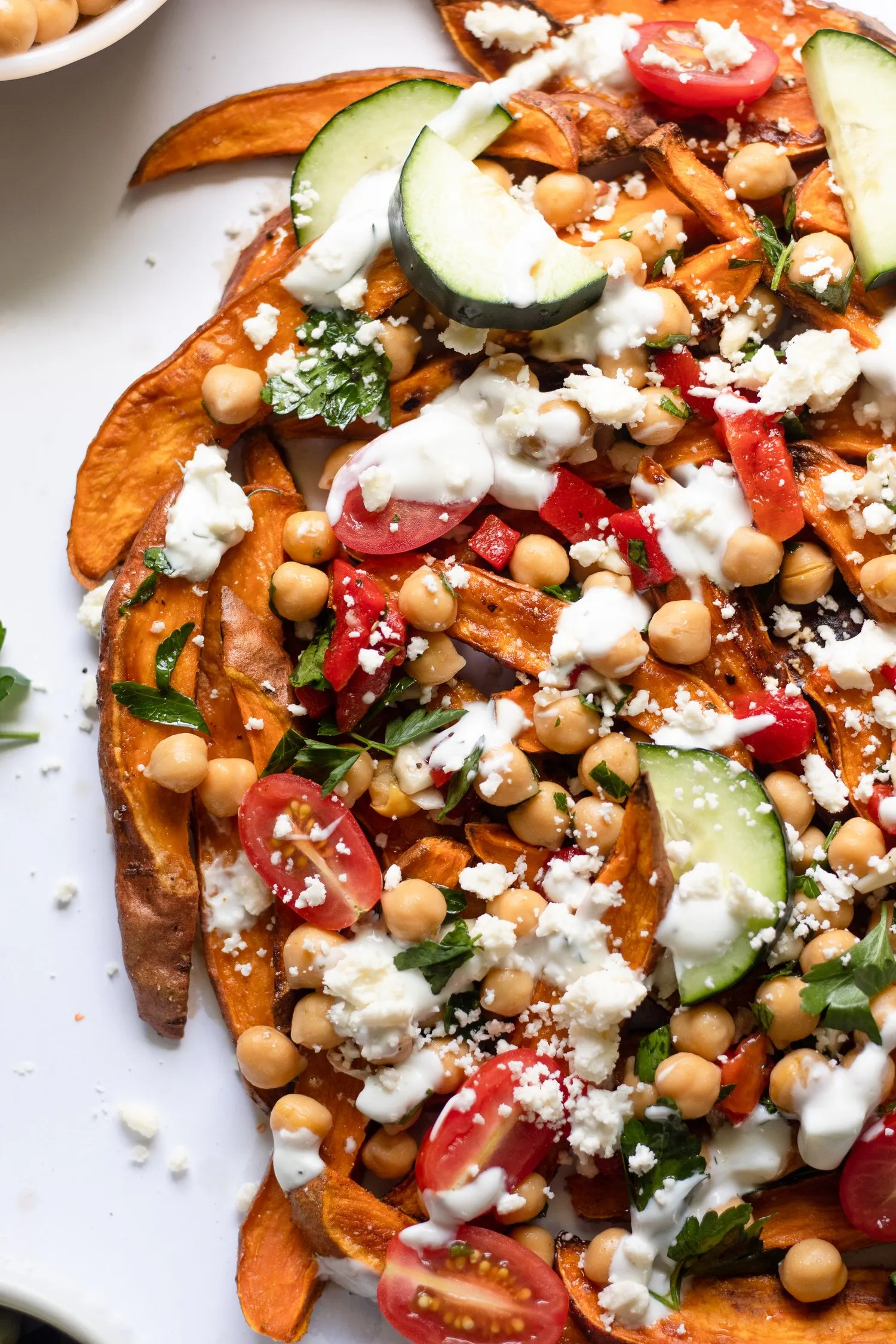 Loaded Greek Sweet Potato Fries