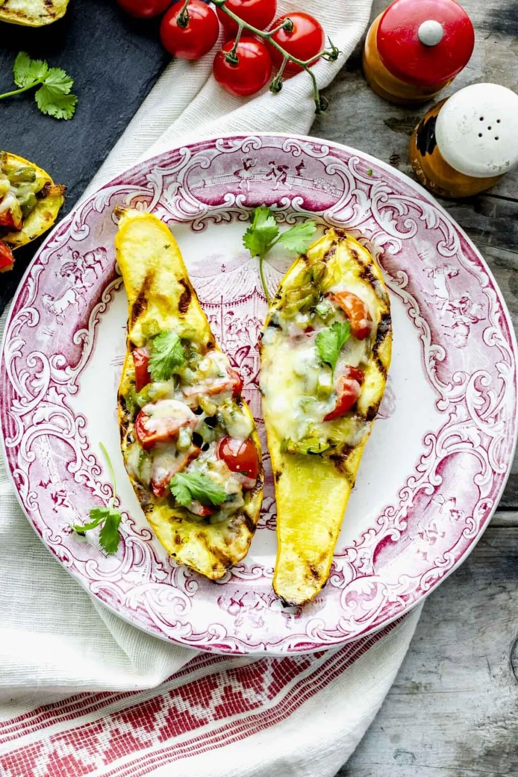 Low Carb Grilled Stuffed Summer Squash