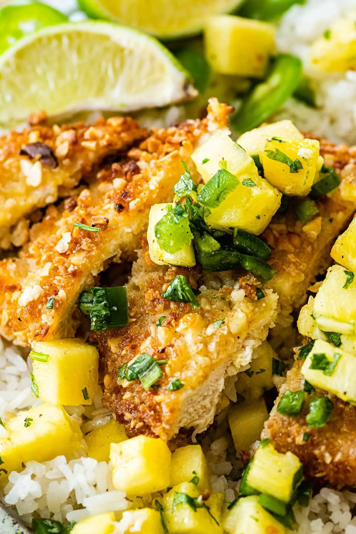 Macadamia Crusted Chicken with Pineapple Jalapeno Salsa