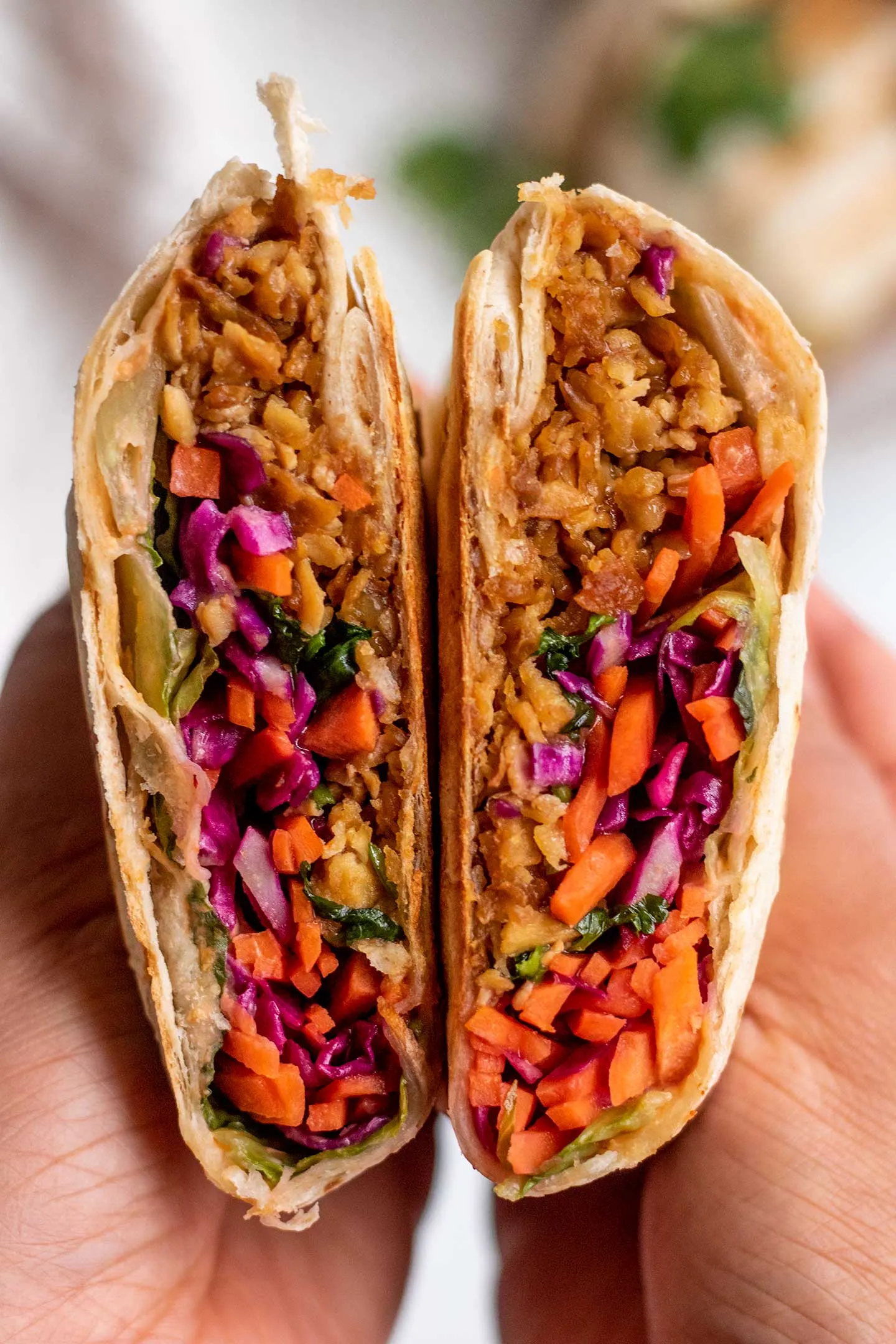 Maple Hoisin Shredded Tofu Wraps