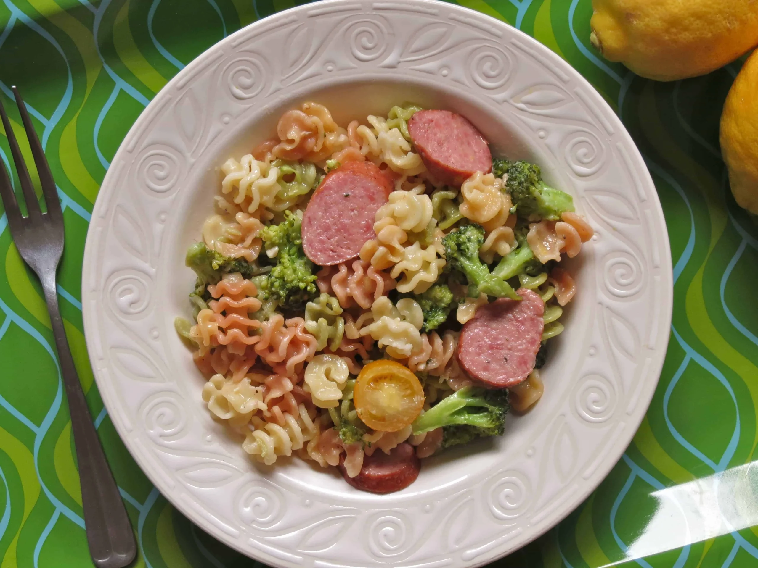 Mascarpone Pasta with Smoked Sausage and Broccoli