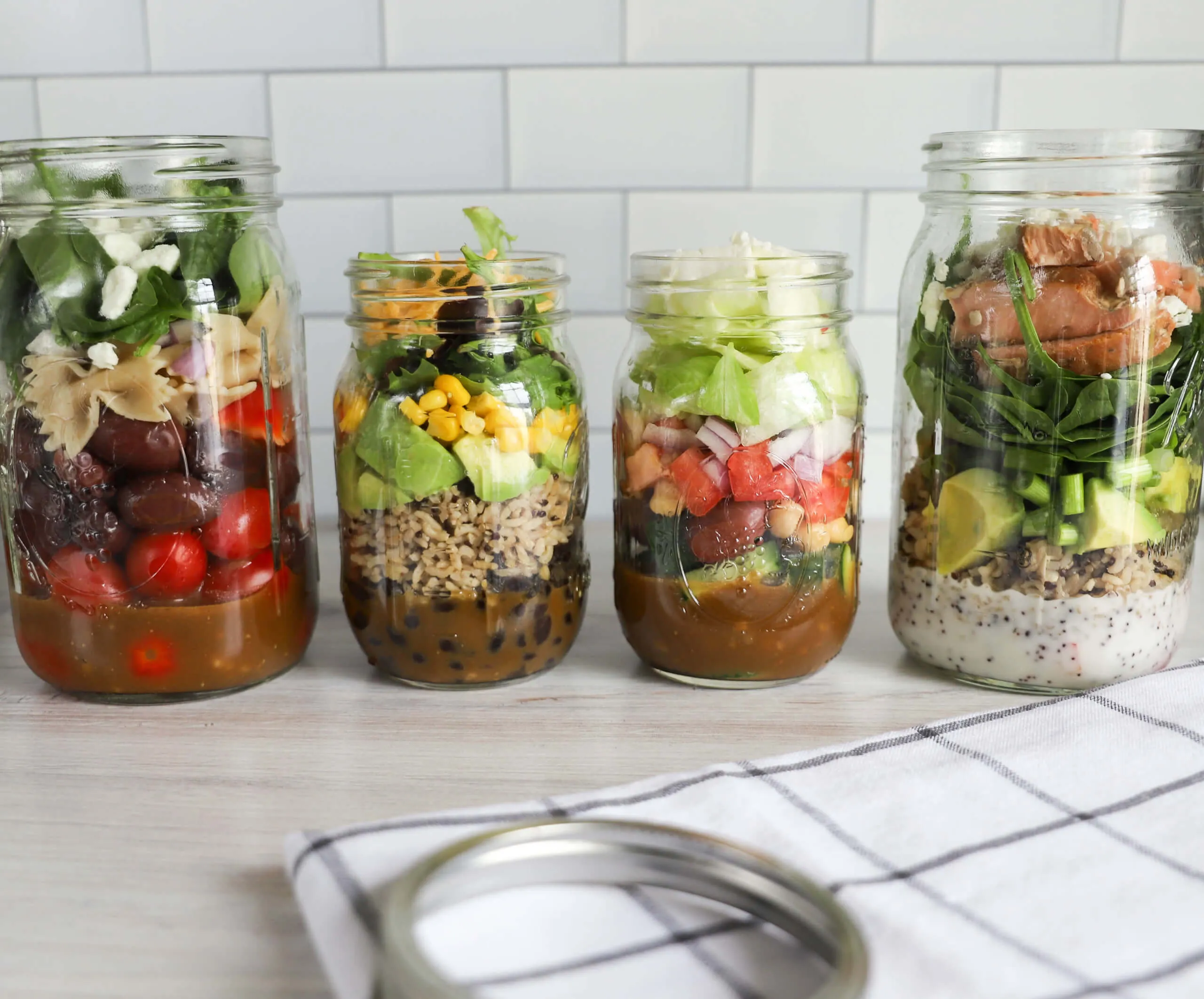 Mason Jar Salads with Sesame Yogurt Dressing
