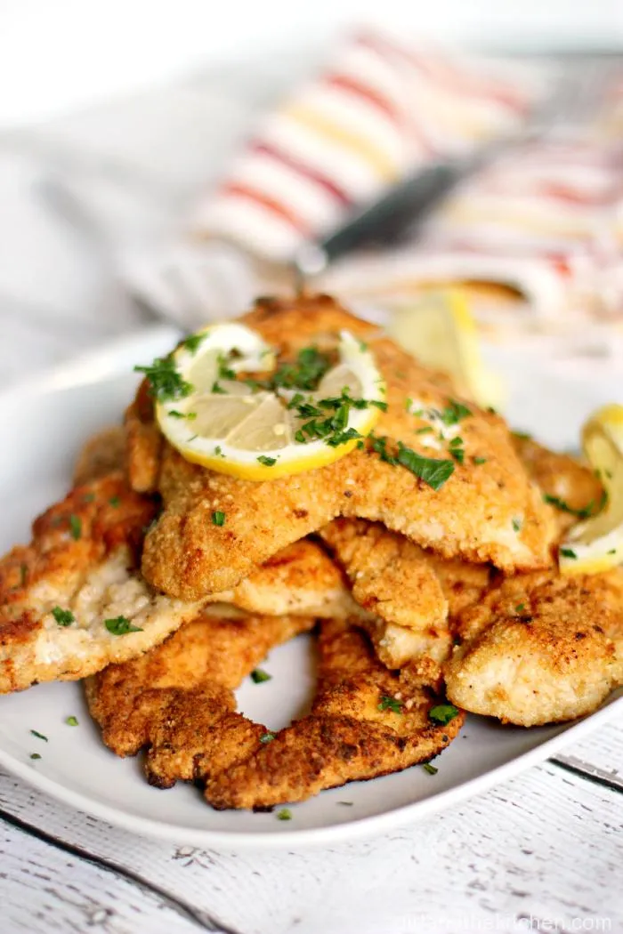Matzo Breaded Crispy Chicken Breast with Lemon