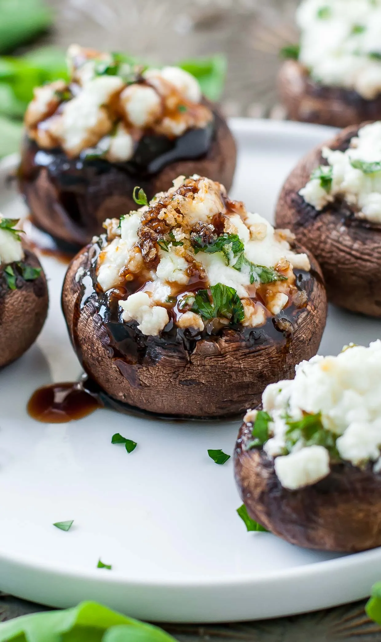 Meat Spinach Stuffed Mushrooms with Goat Cheese