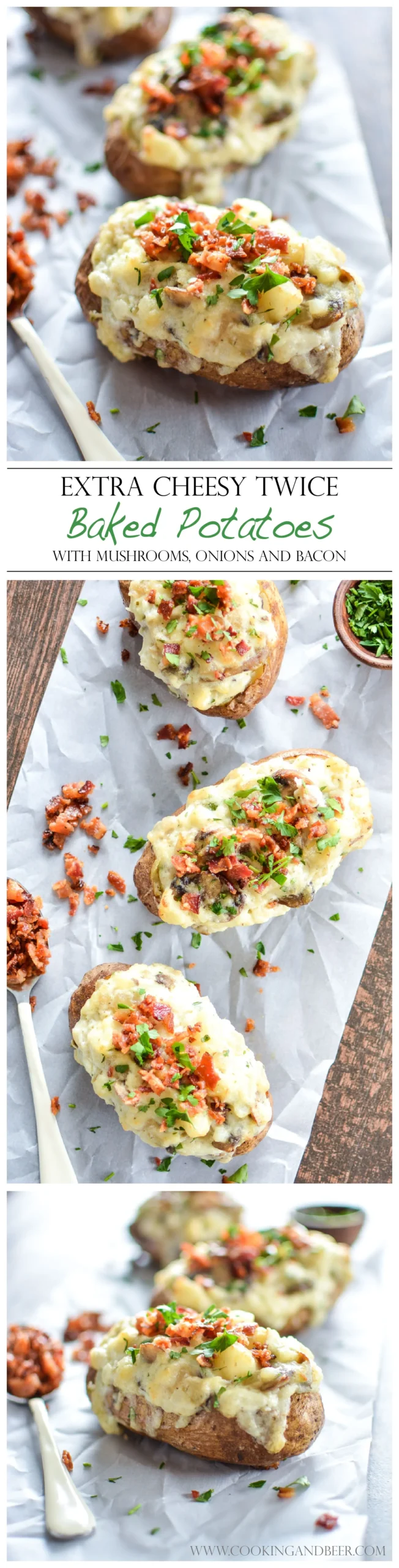 Meatless Monday Twice Baked Potatoes with Crispy Mushrooms and Herbs