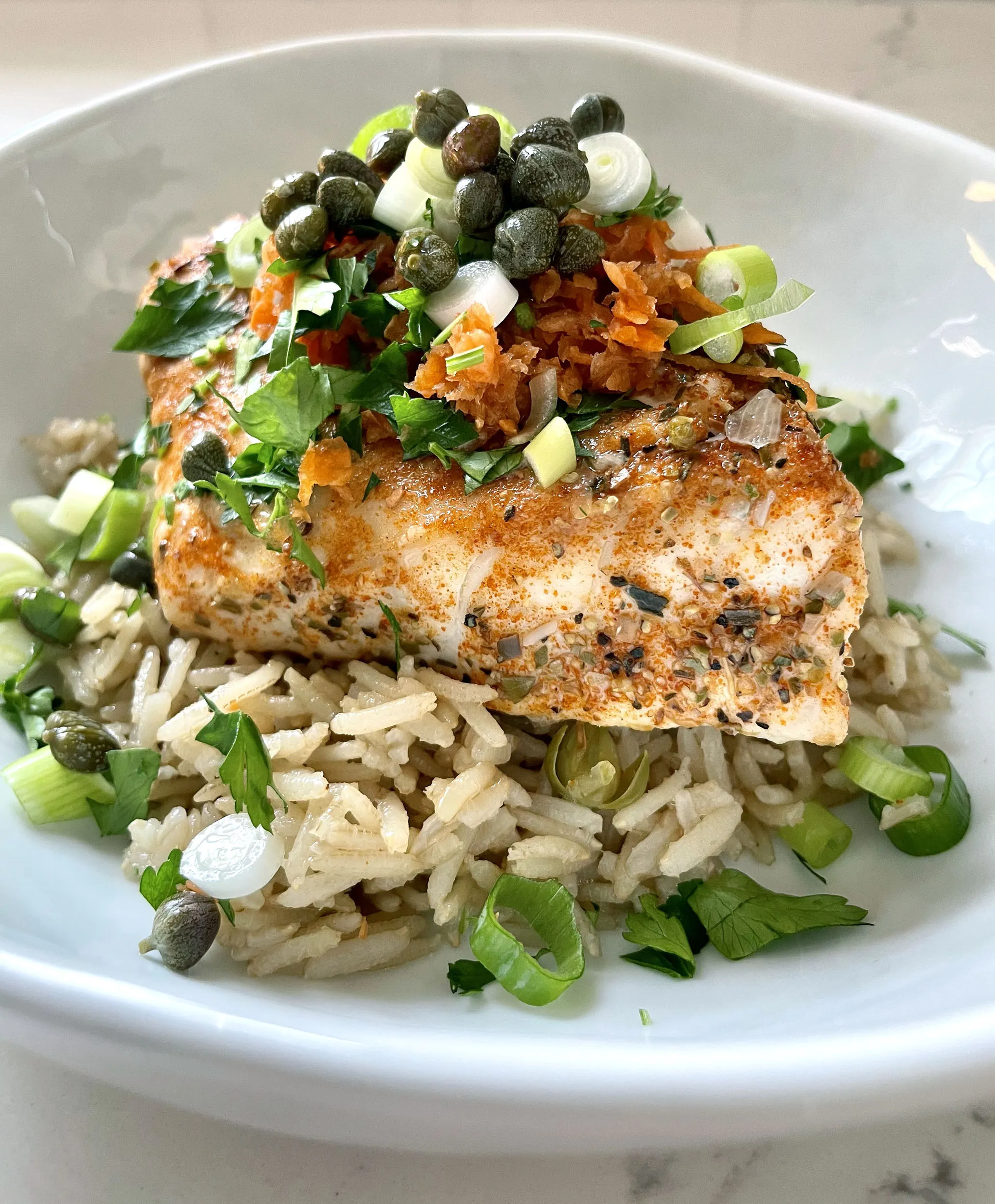 Mediterranean Wine Lemon Poached Halibut