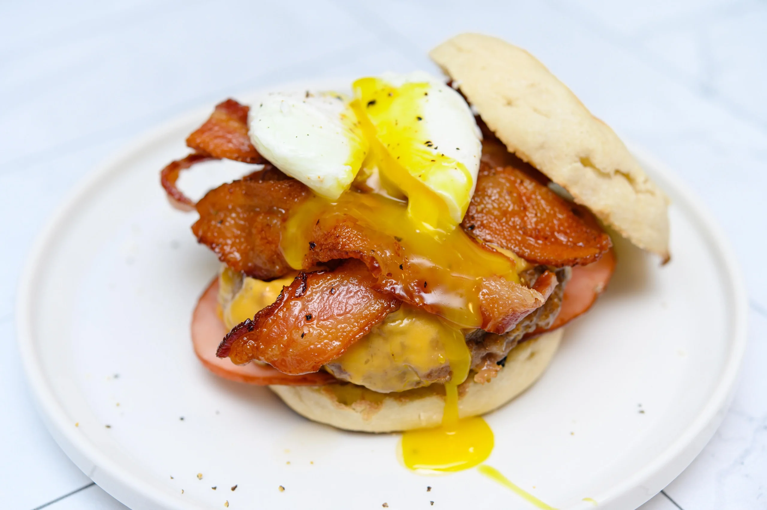 Microwave Egg Canadian Bacon and Cheese Muffin