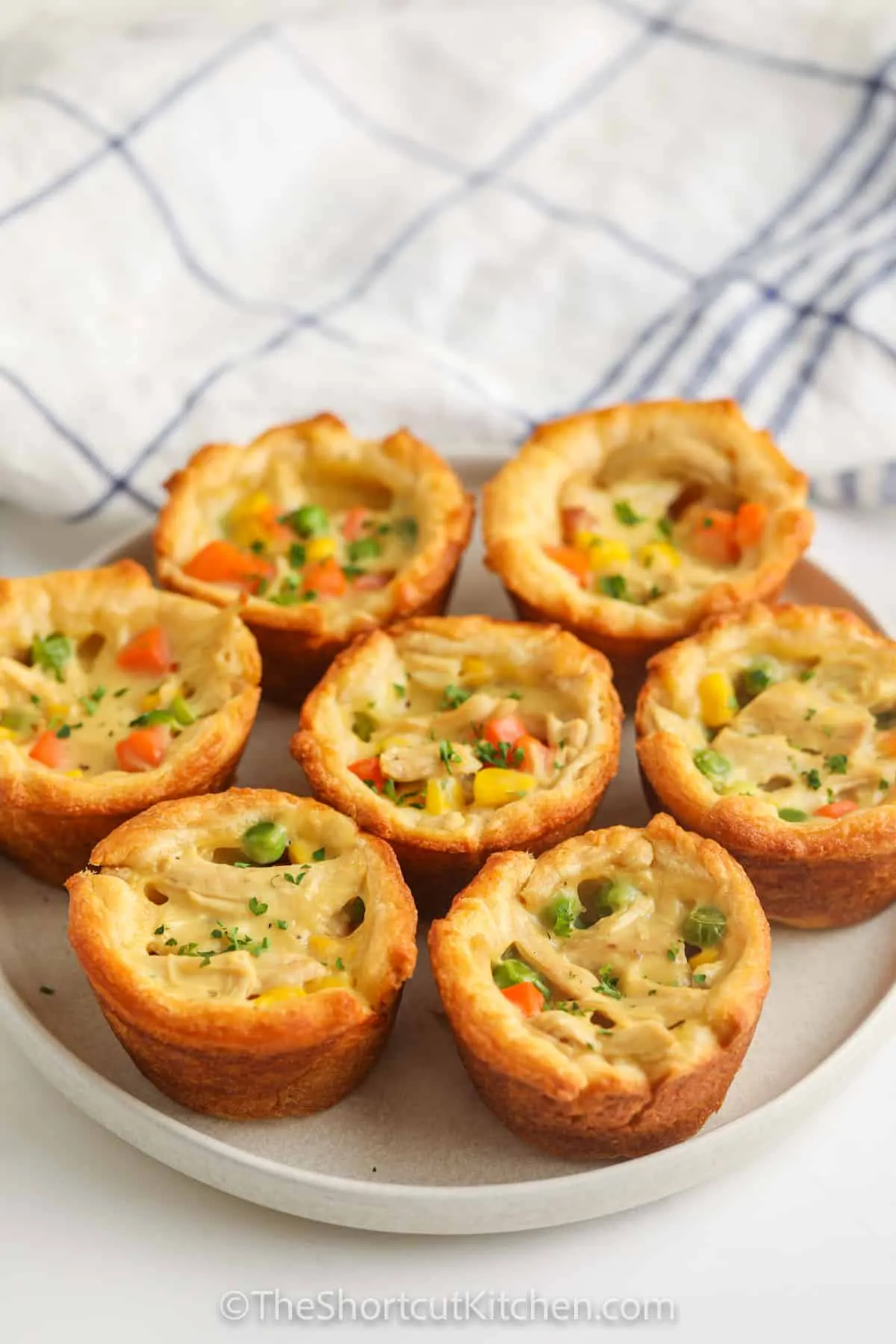 Mini Buffalo Blue Chicken Pot Pies with Bacon Cheddar Crust