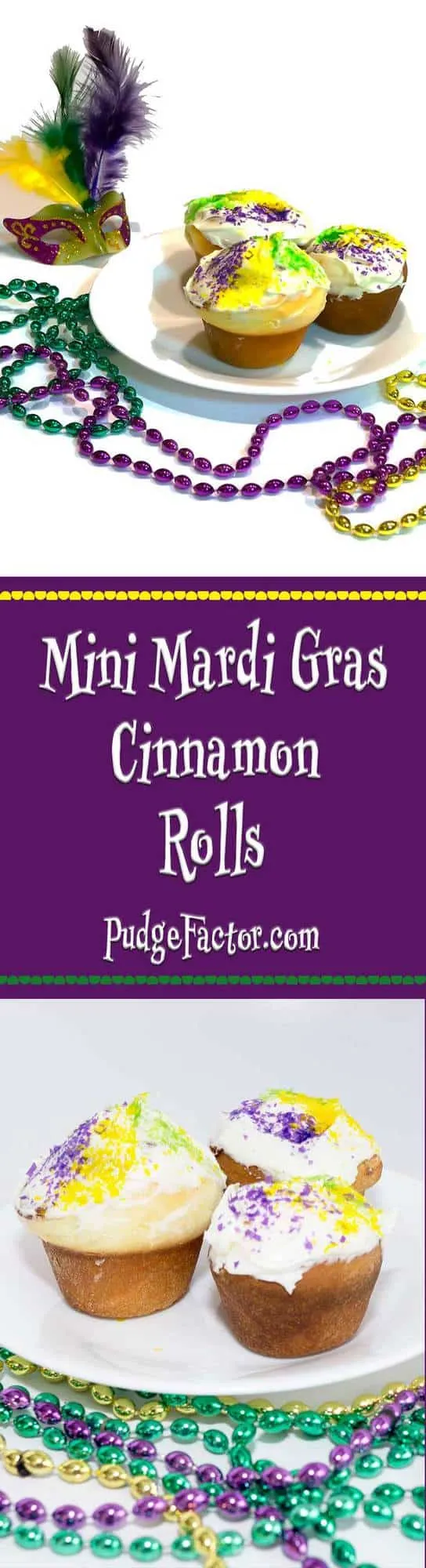 Mini Mardi Gras Cinnamon Rolls