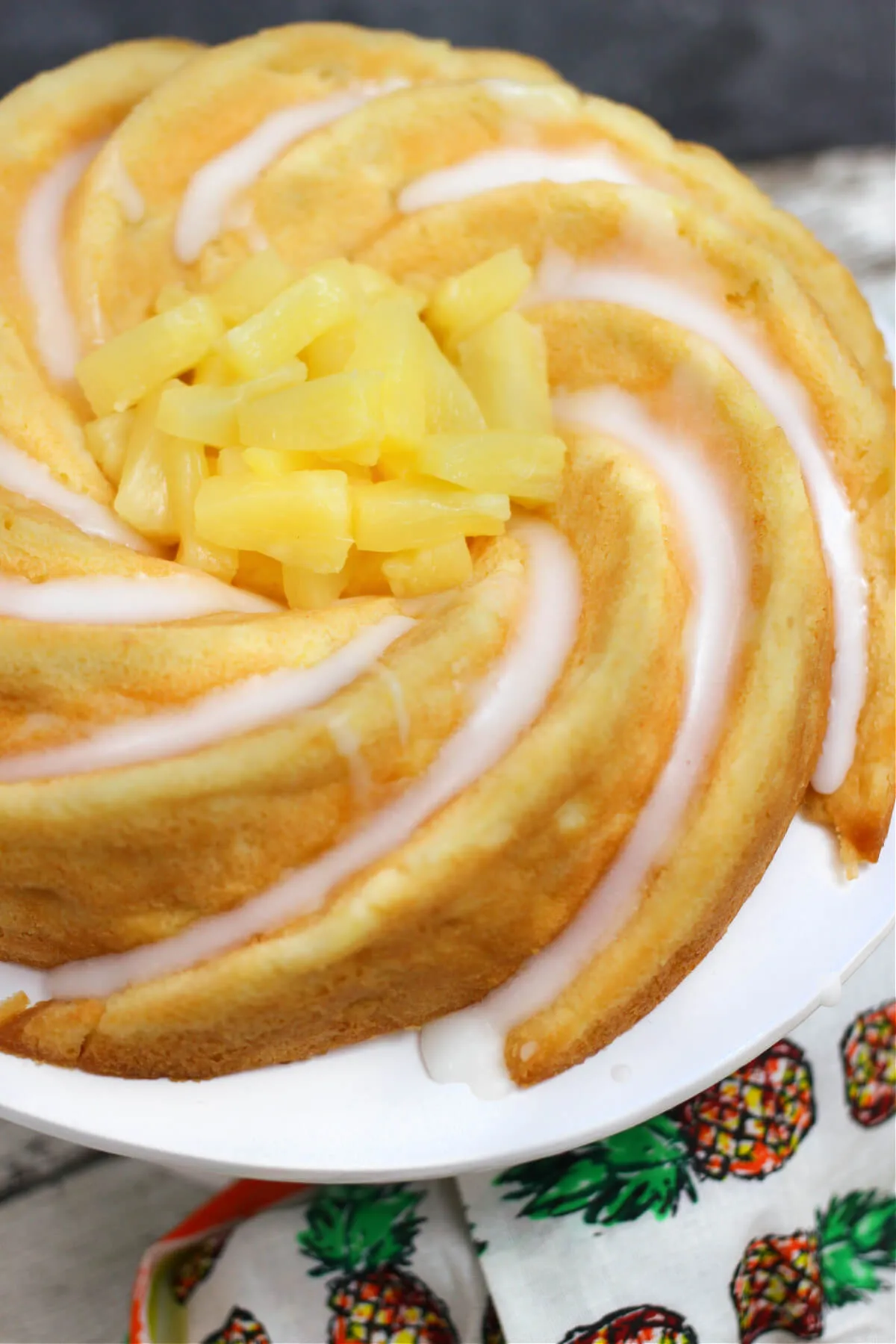 Mini Pineapple Bundt Cakes with White Chocolate Ganache