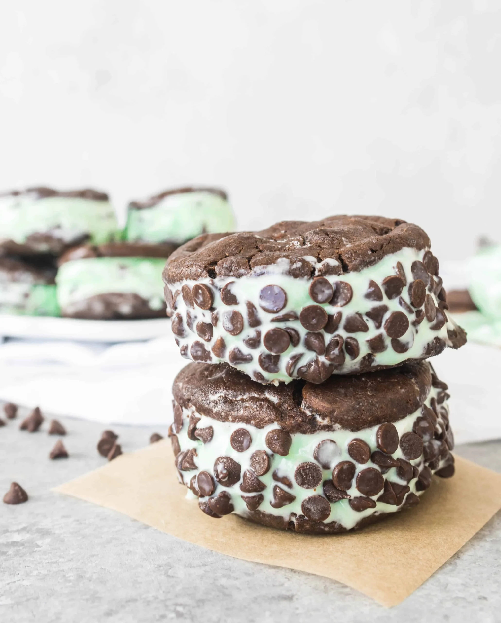 Mint Chocolate Chip Ice Cream Sandwiches