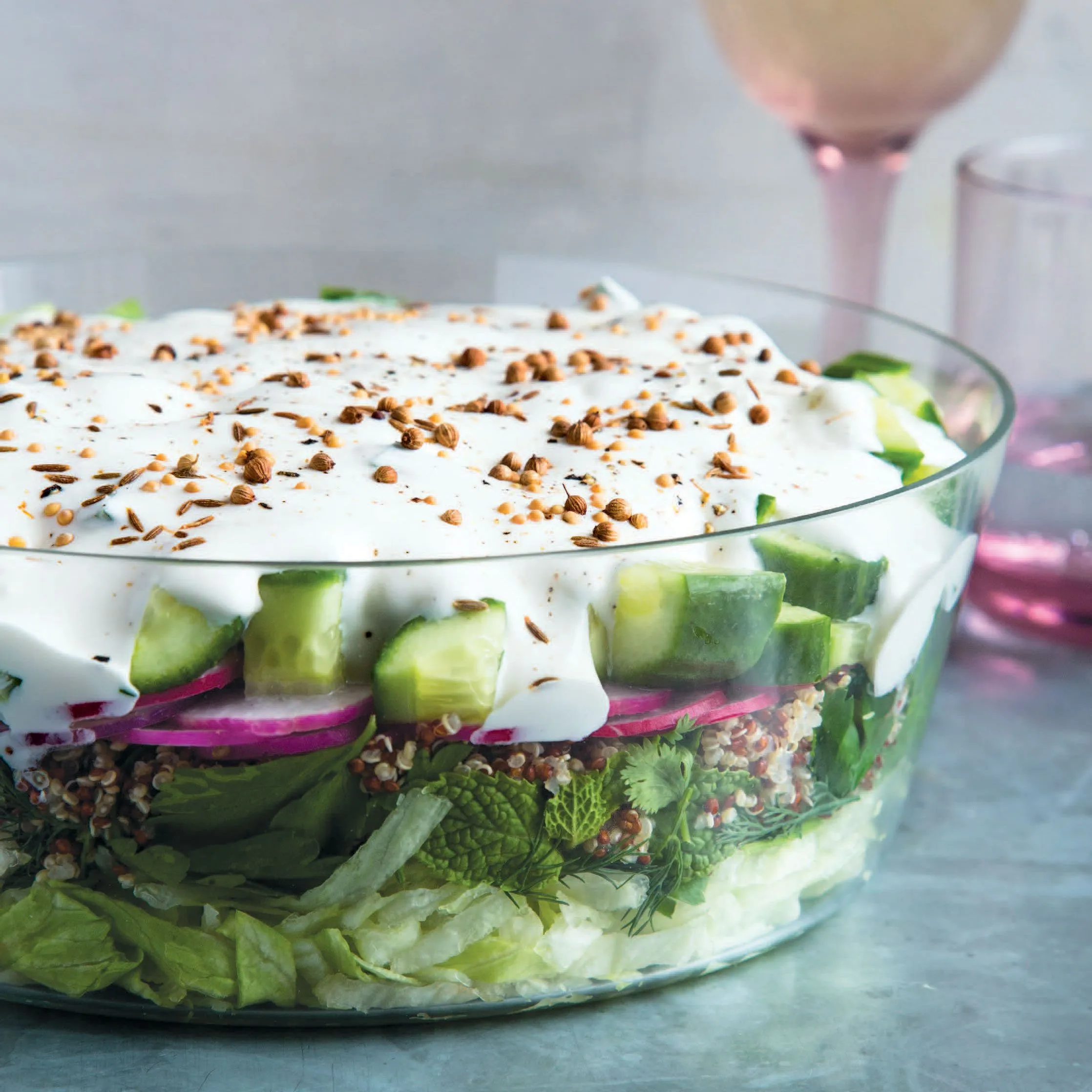 Modern Potluck Middle Eastern Seven Layer Salad