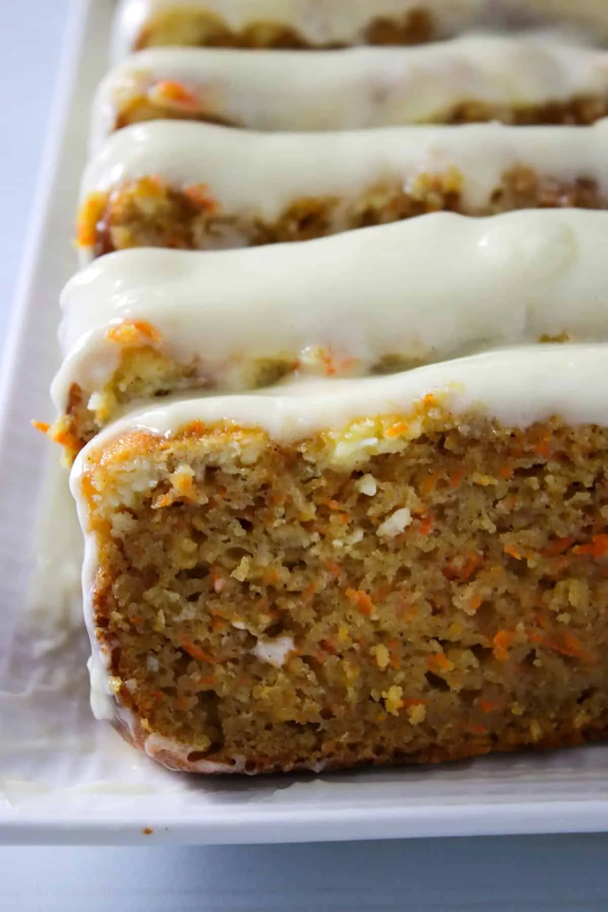 Moist Carrot Loaf Cake with Swirled Cream Cheese
