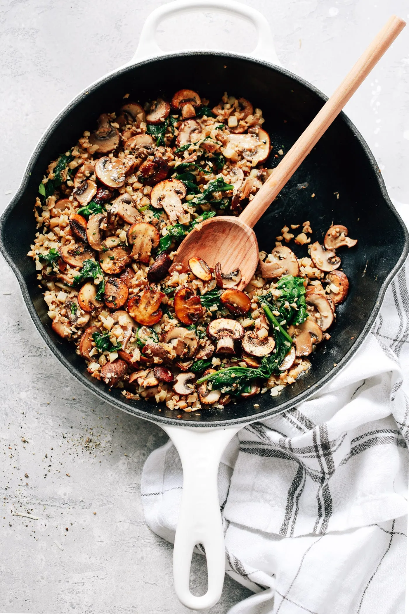 Mushroom Sausage Cauliflower Rice Bowls