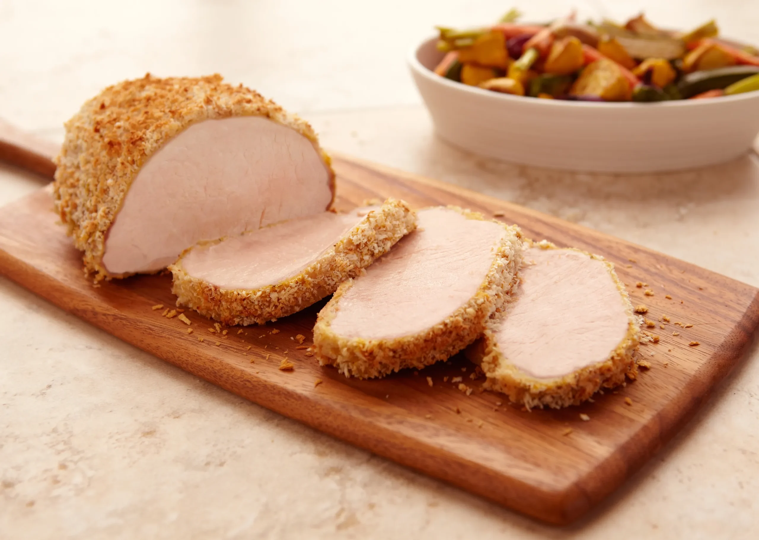 Mustard Crusted Roast Pork Tenderloin Vegetables