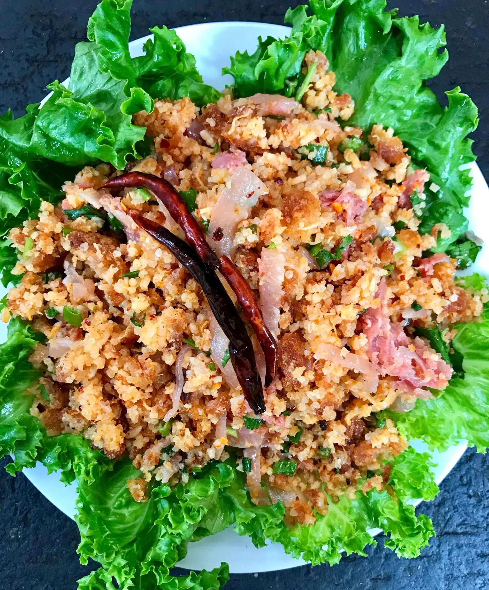 Nam Khao Lao Crispy Rice Salad