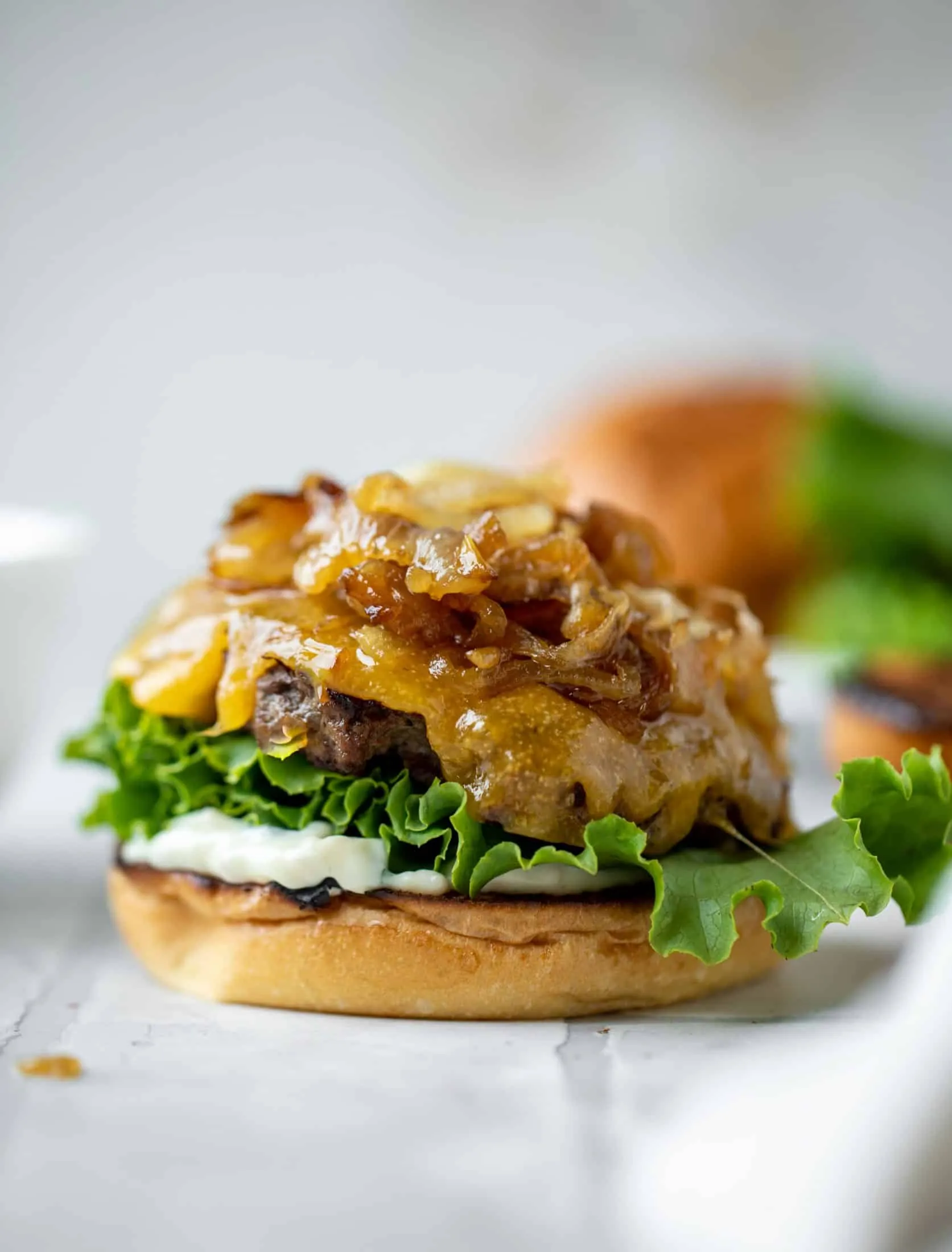 Next Level Turkey Burgers with Caramelized Onions and Aioli
