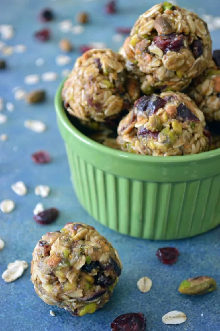 No Bake Cranberry and Pistachio Granola Balls