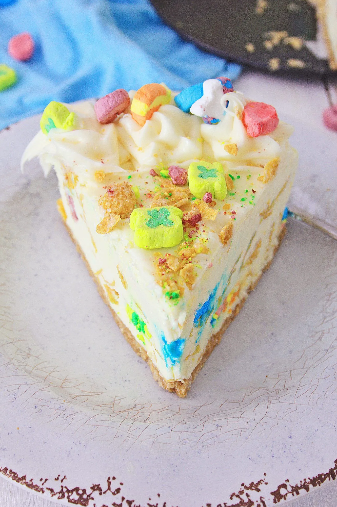 No Bake Lucky Charms Marshmallow Cheesecake