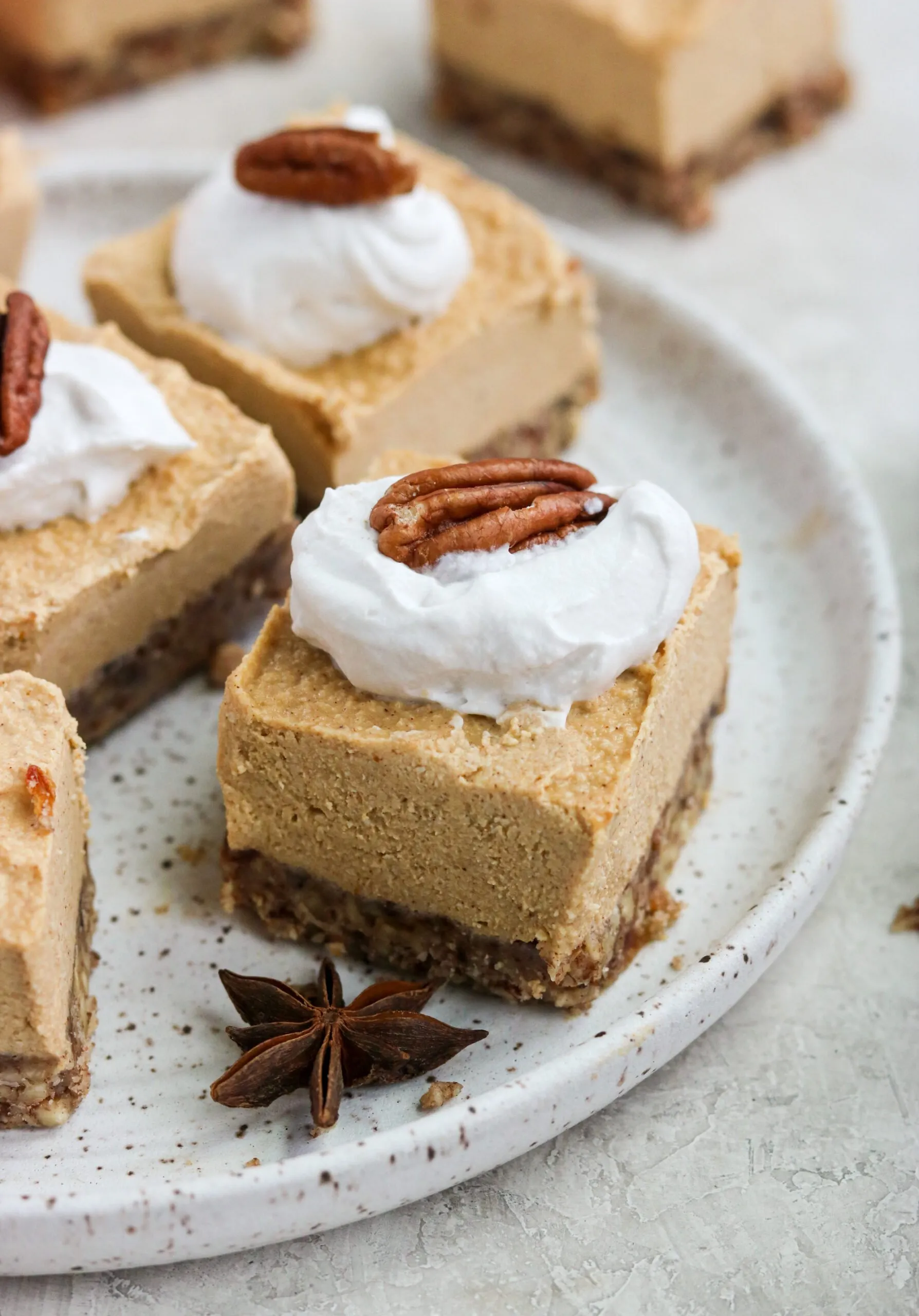 No Bake Pumpkin Cheesecake Bars Paleo Vegan