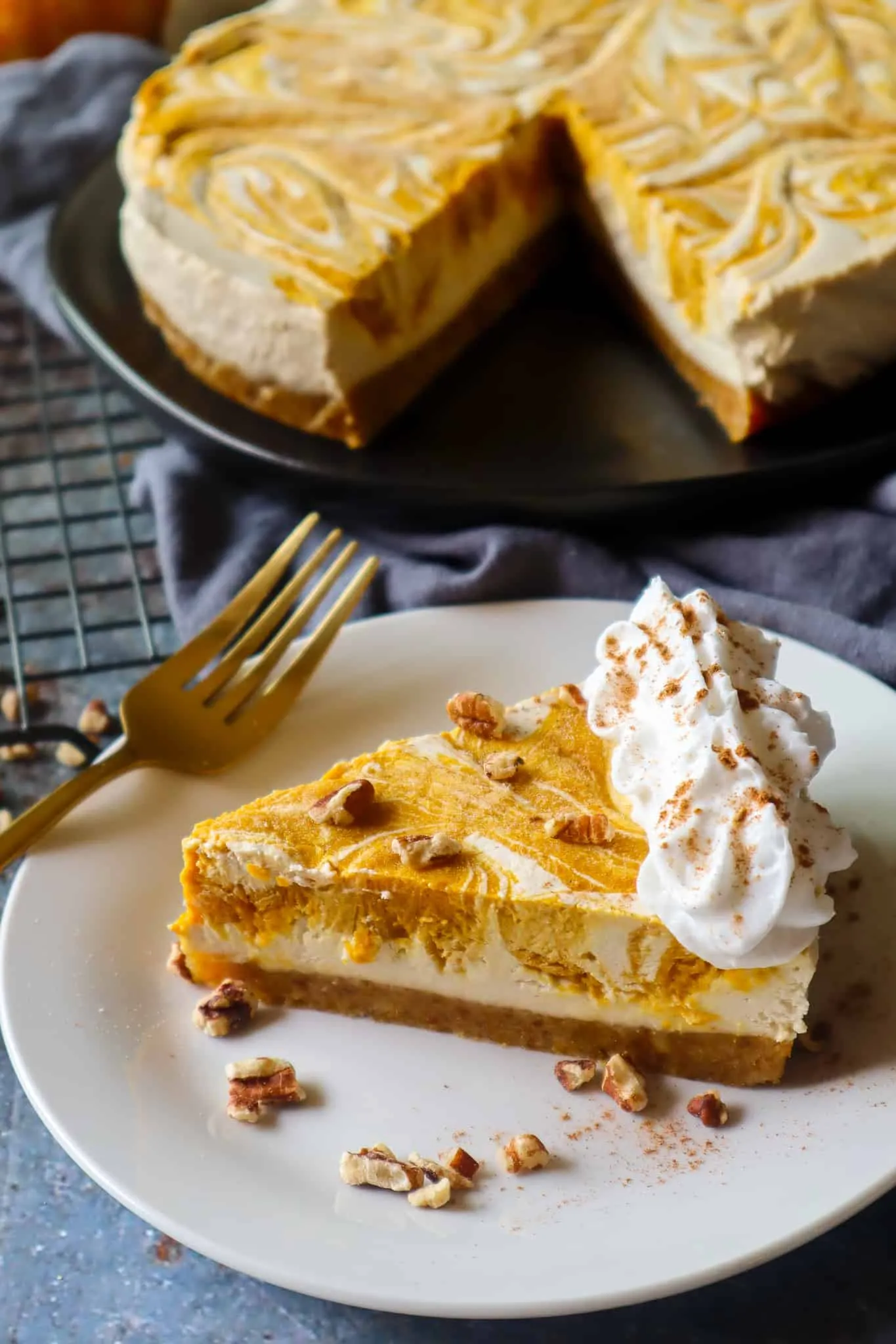 No Bake Pumpkin Swirl Cheesecake