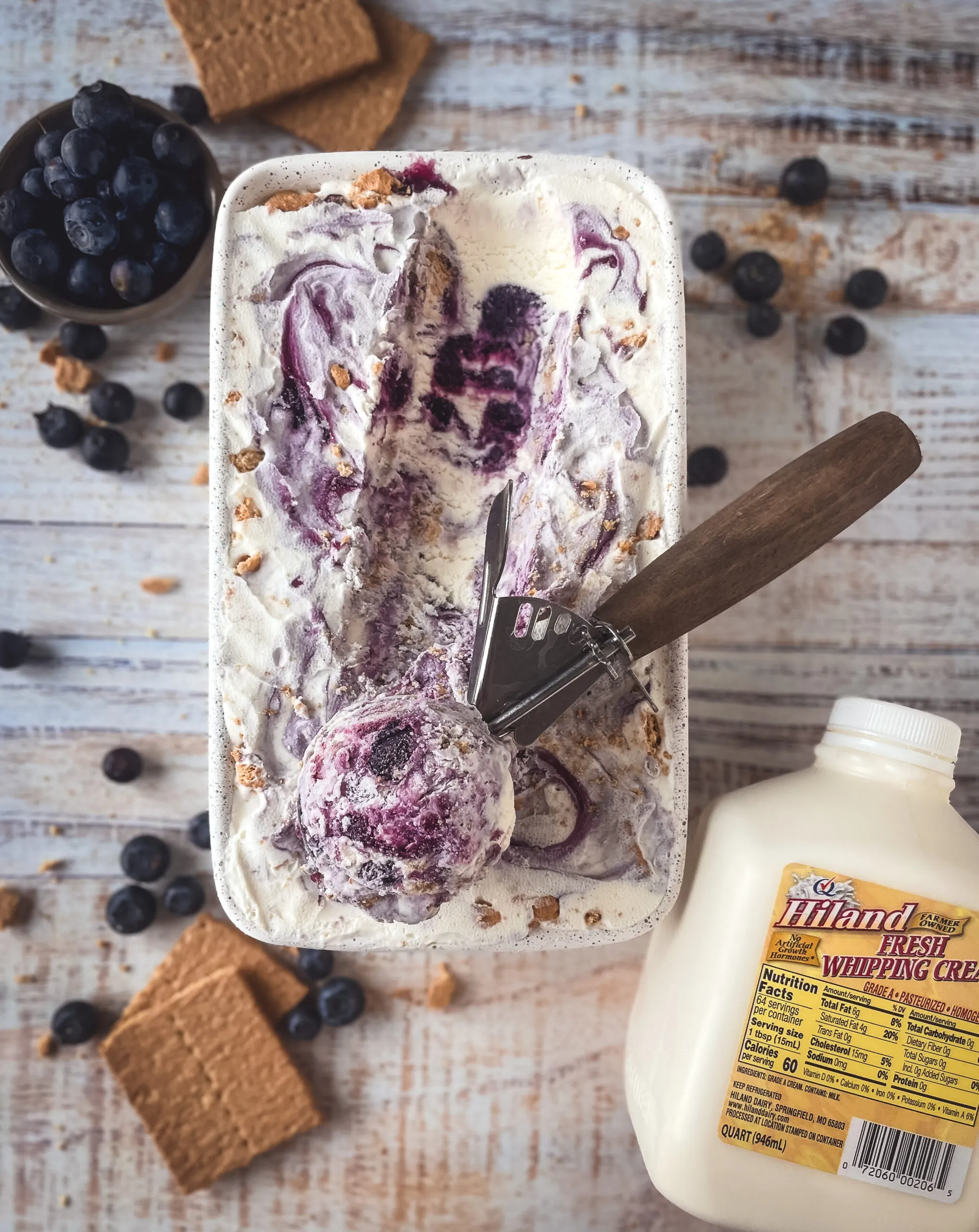 No Churn Blueberry Ice Cream Pie