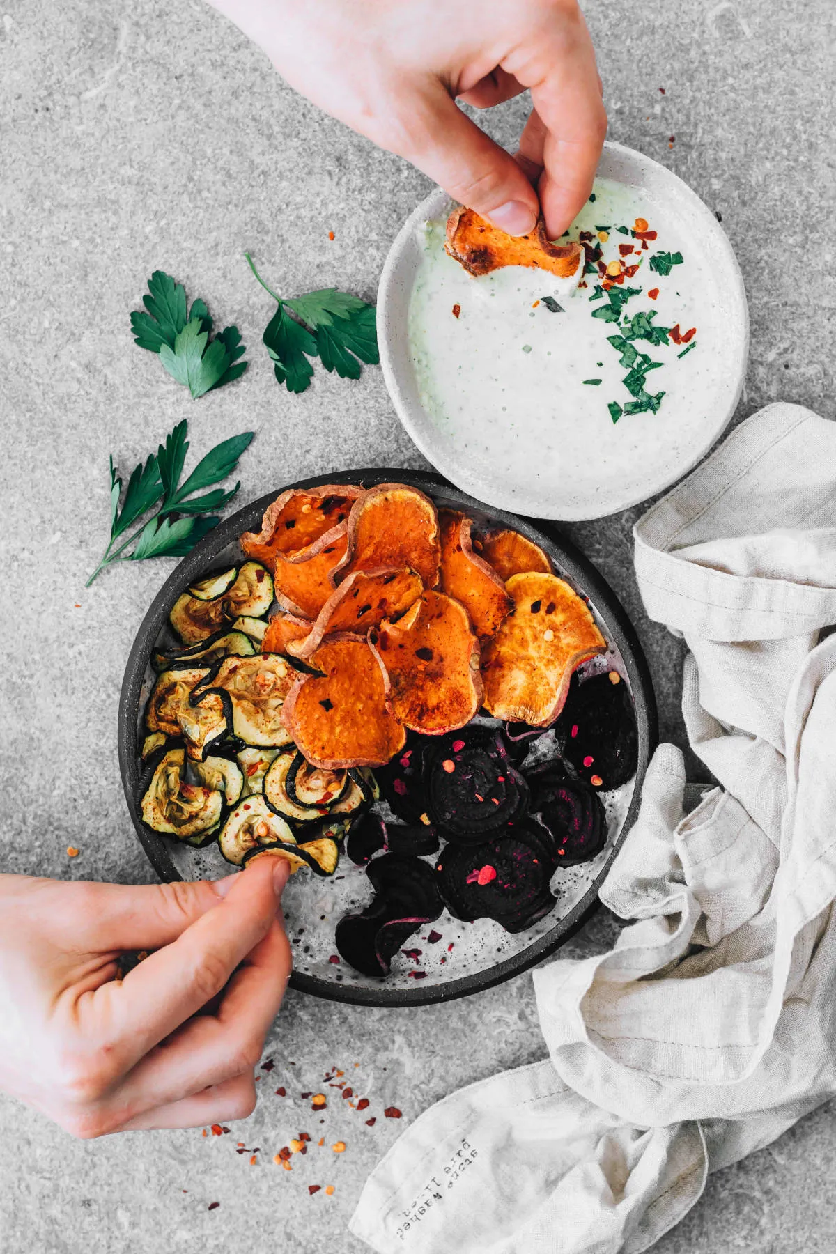 Oil Free Baked Veggie Chips