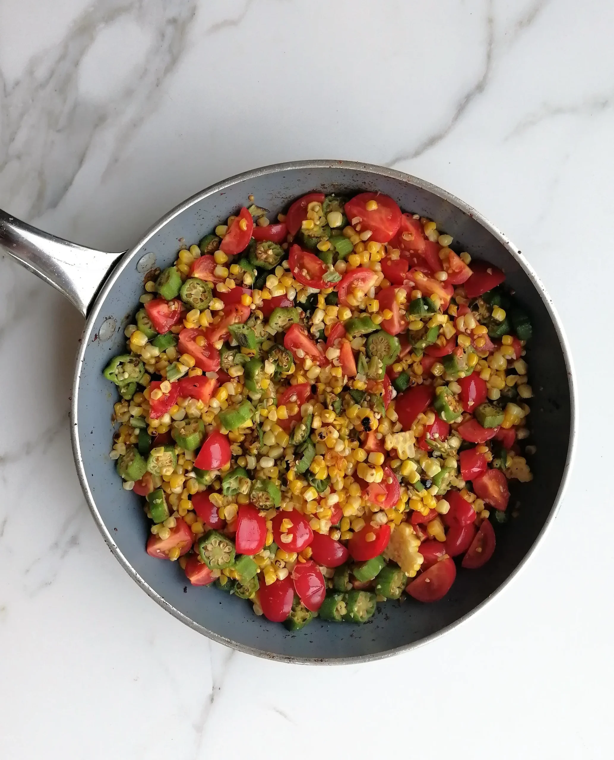 Okra Greens and Corn Sauté