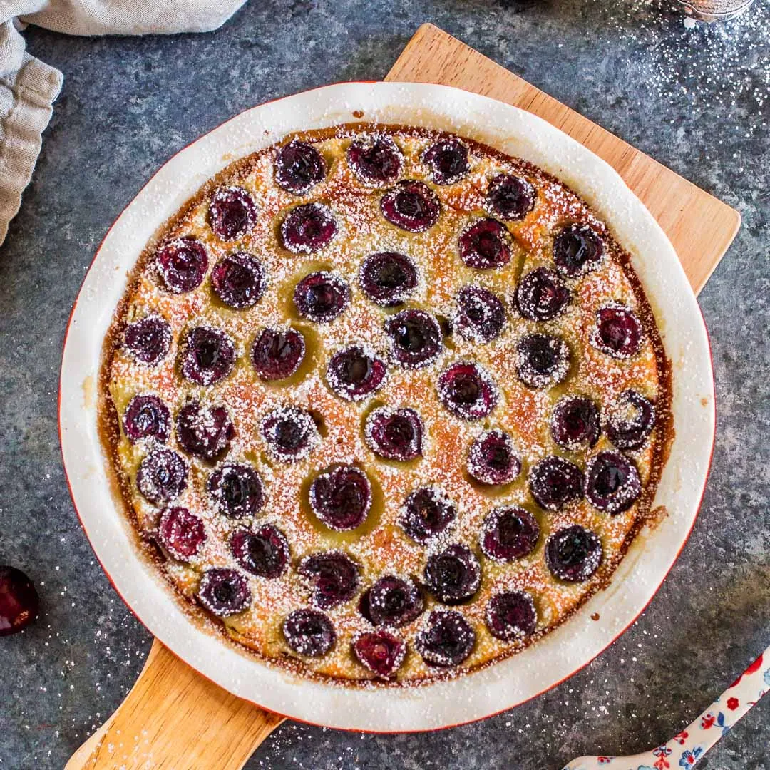 On April Snowstorms Brandied Cherry Clafoutis