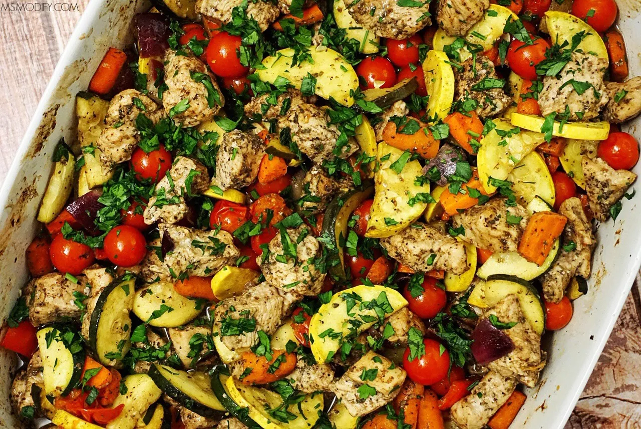One Pan Balsamic Chicken with Veggies