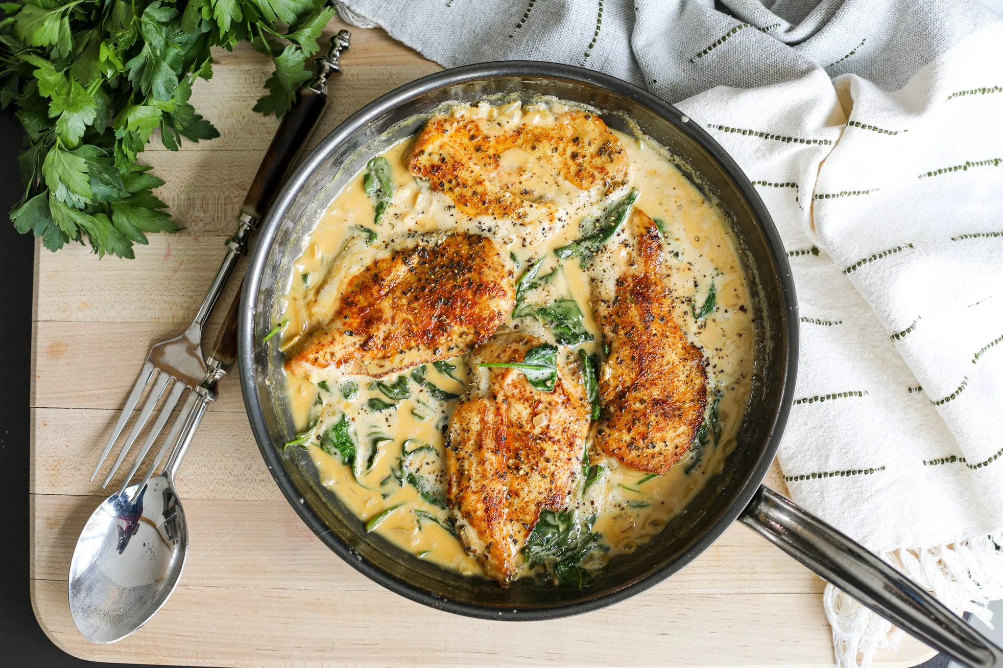 One Pan Blackened Chicken Alfredo