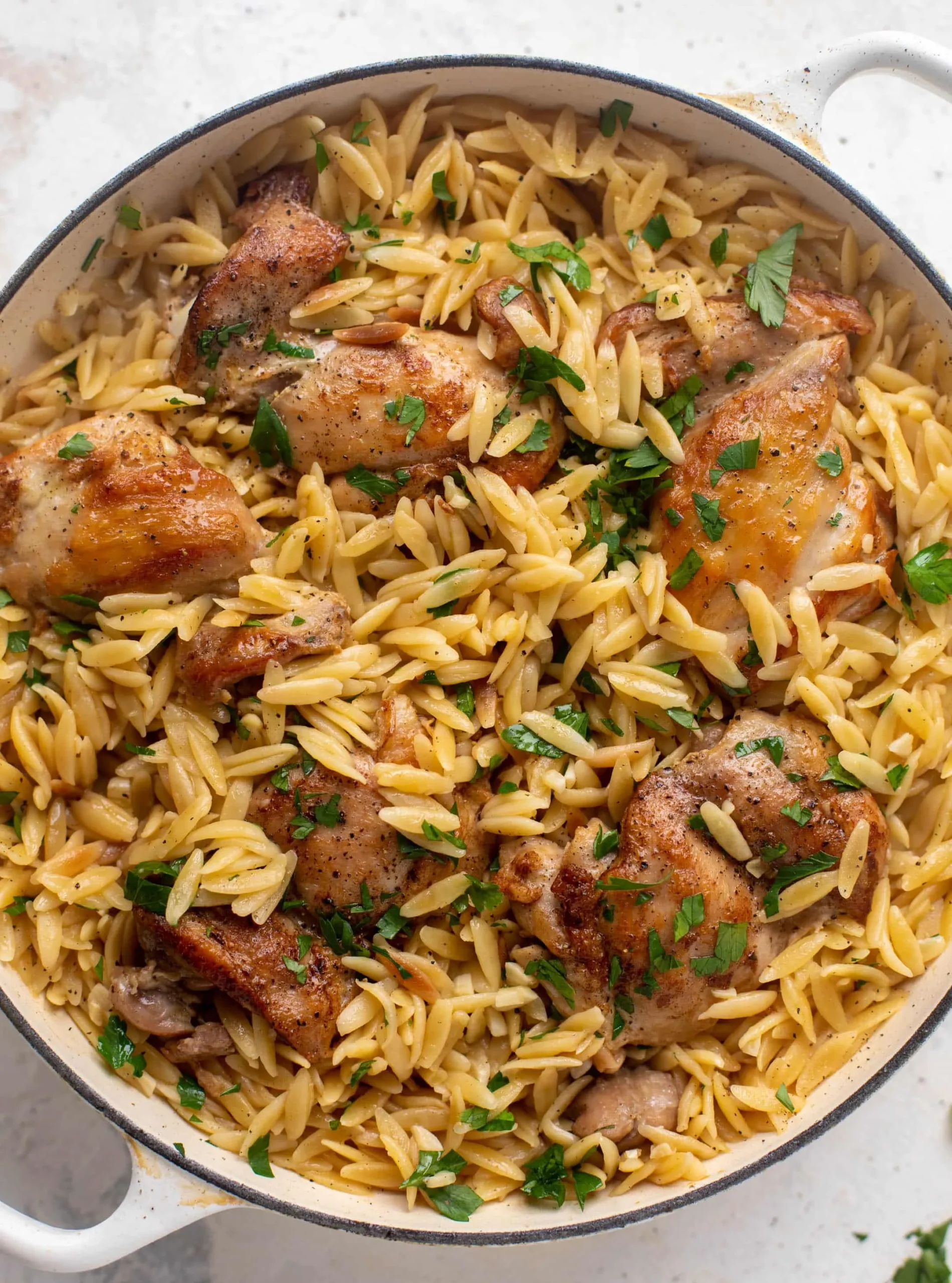 One Pot Greek Chicken Orzo