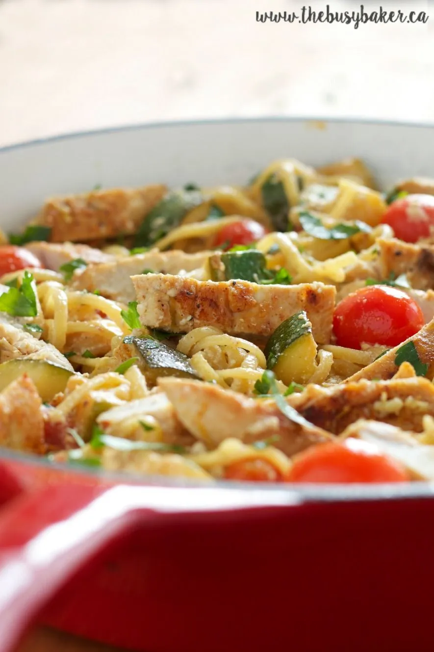 One Pot Ricotta Pasta Primavera with Chicken