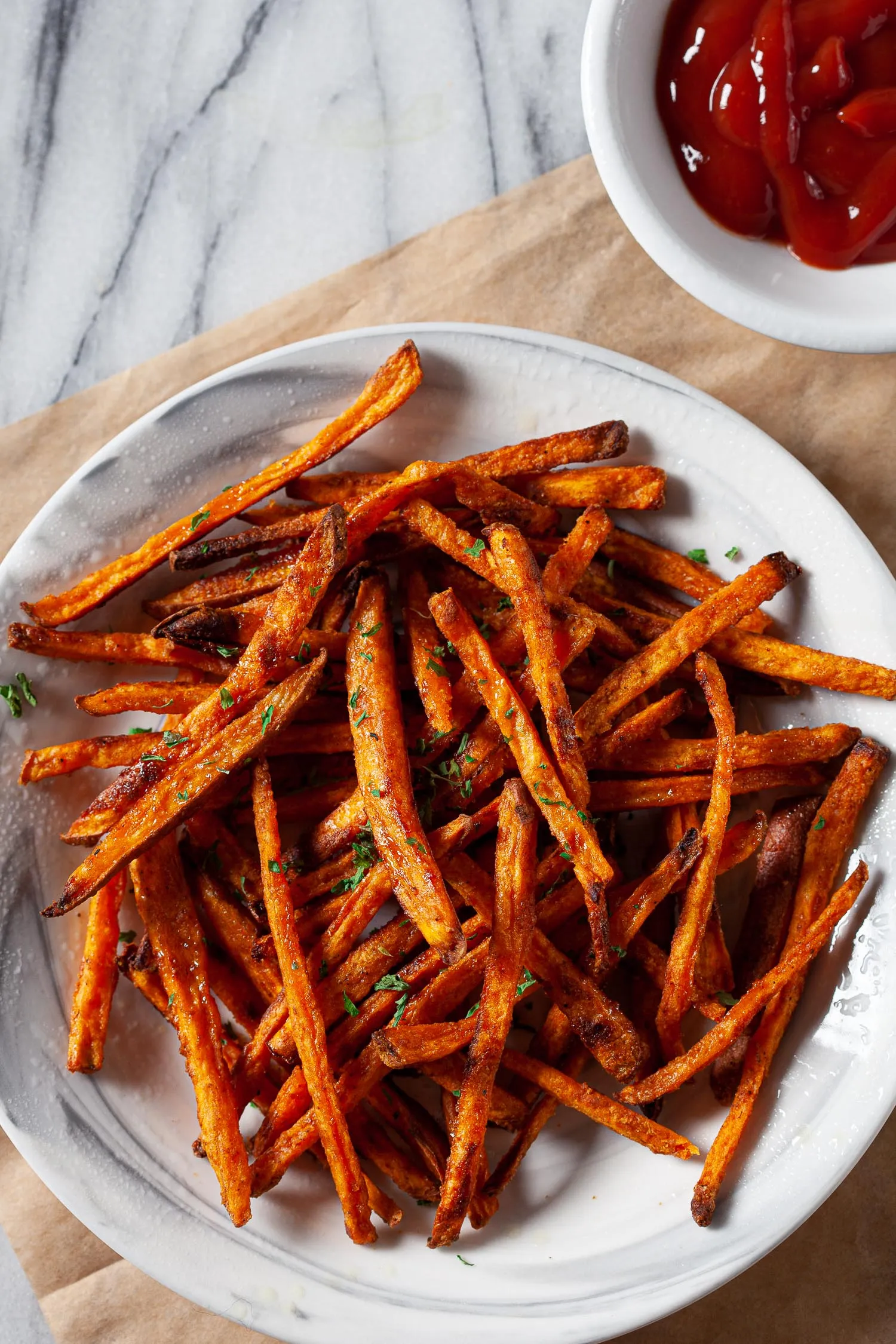 Oven Baked Sweet Potato Shoestring Fries