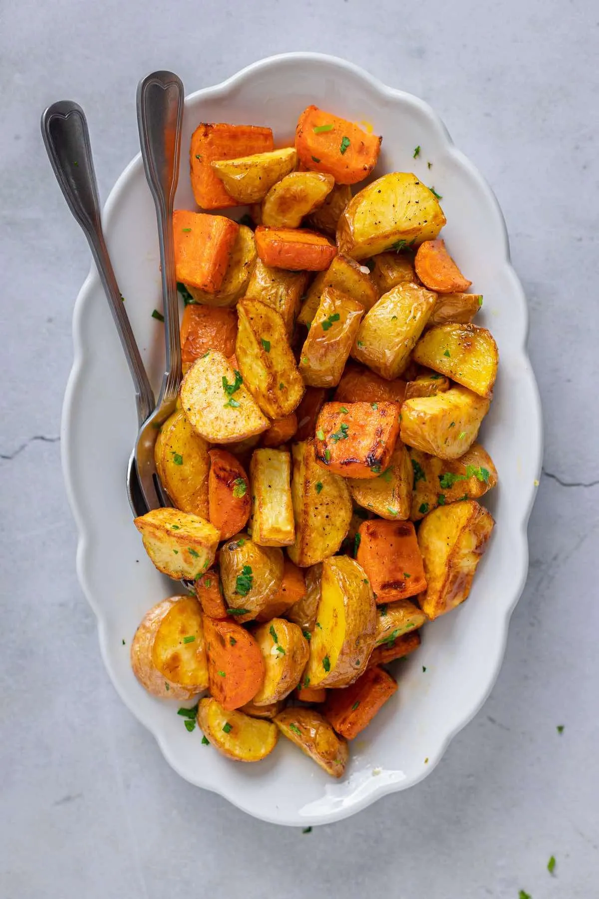 Oven Roasted Potatoes and Carrots with Herbs