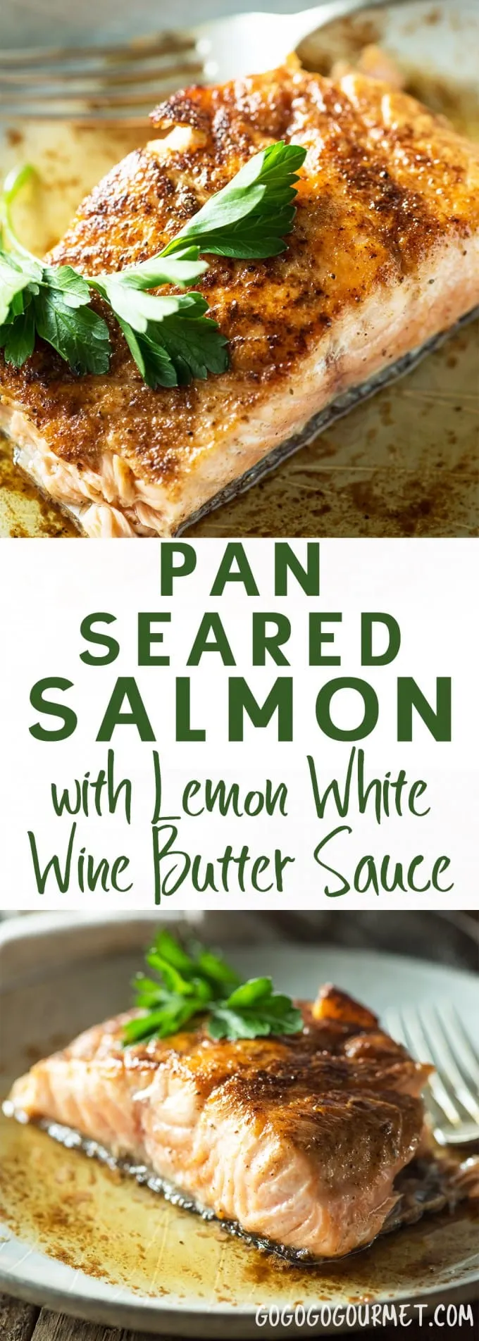 Pan Seared Salmon with Lemon White Wine Sauce