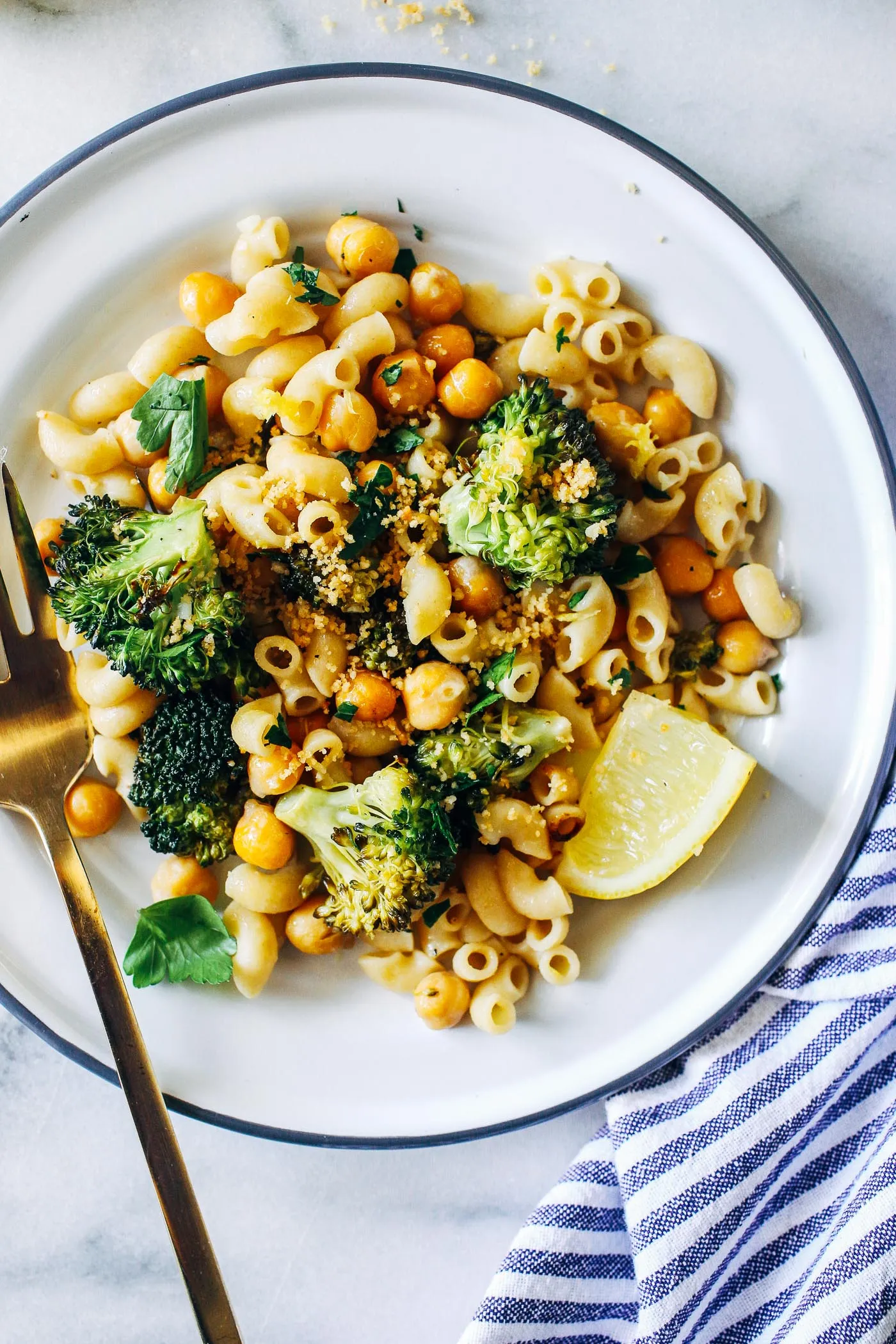 Pasta with Broccolini, Preserved Lemon, and Chickpeas