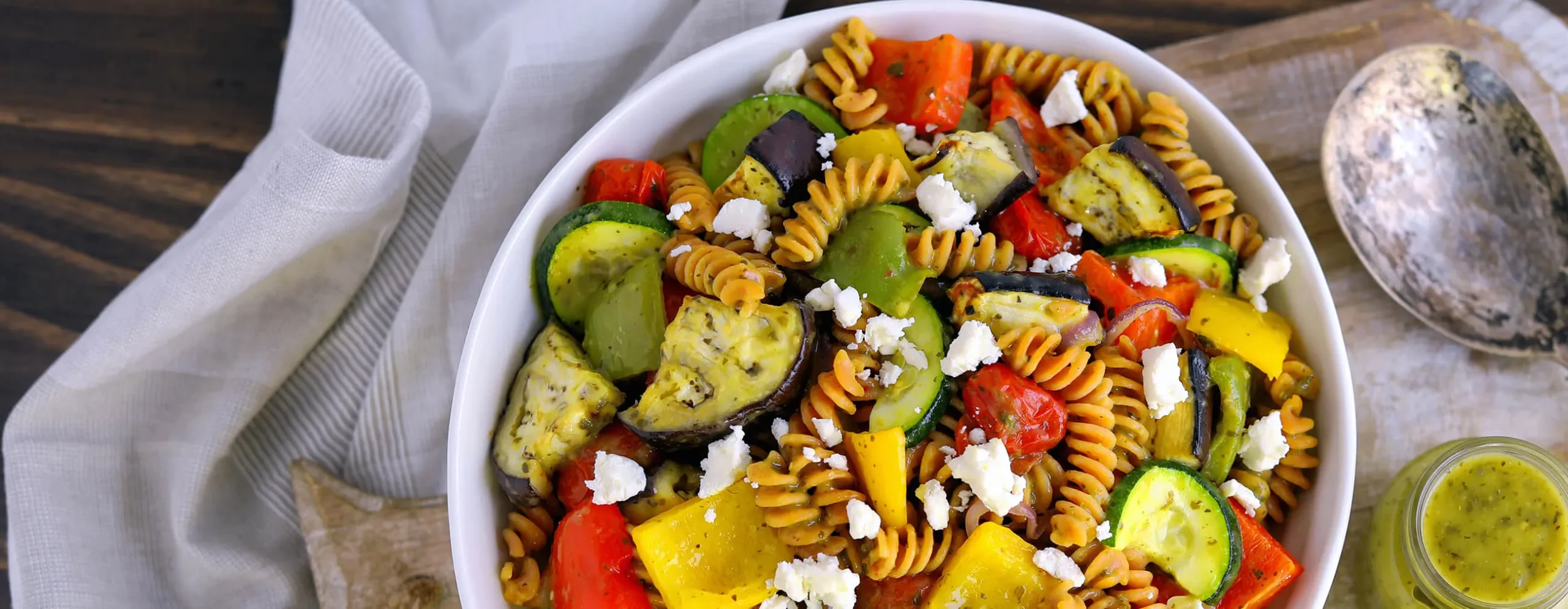 Pasta with Goat Cheese and Roasted Vegetables