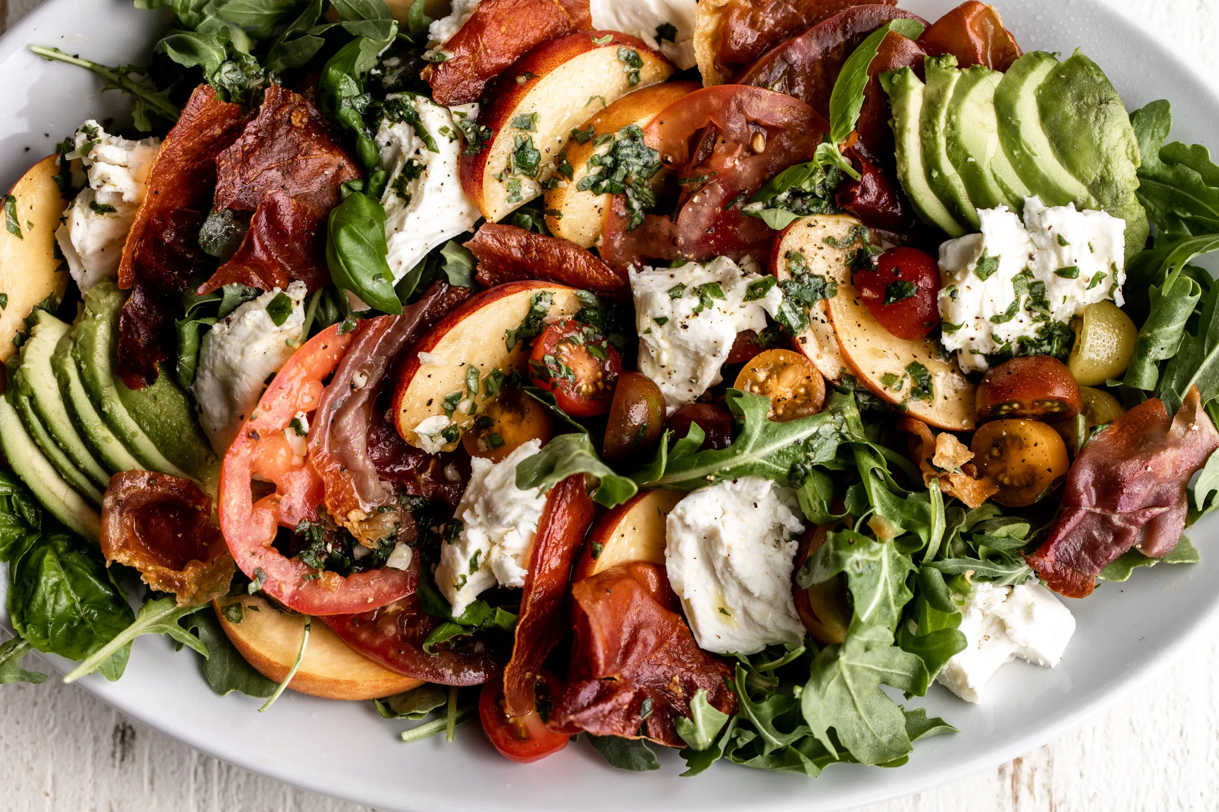 Peach Salad with Tomatoes and Mozzarella