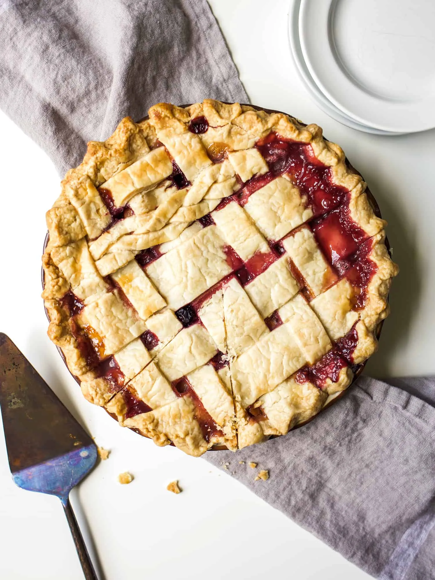 Peach and Berry Lattice Pie